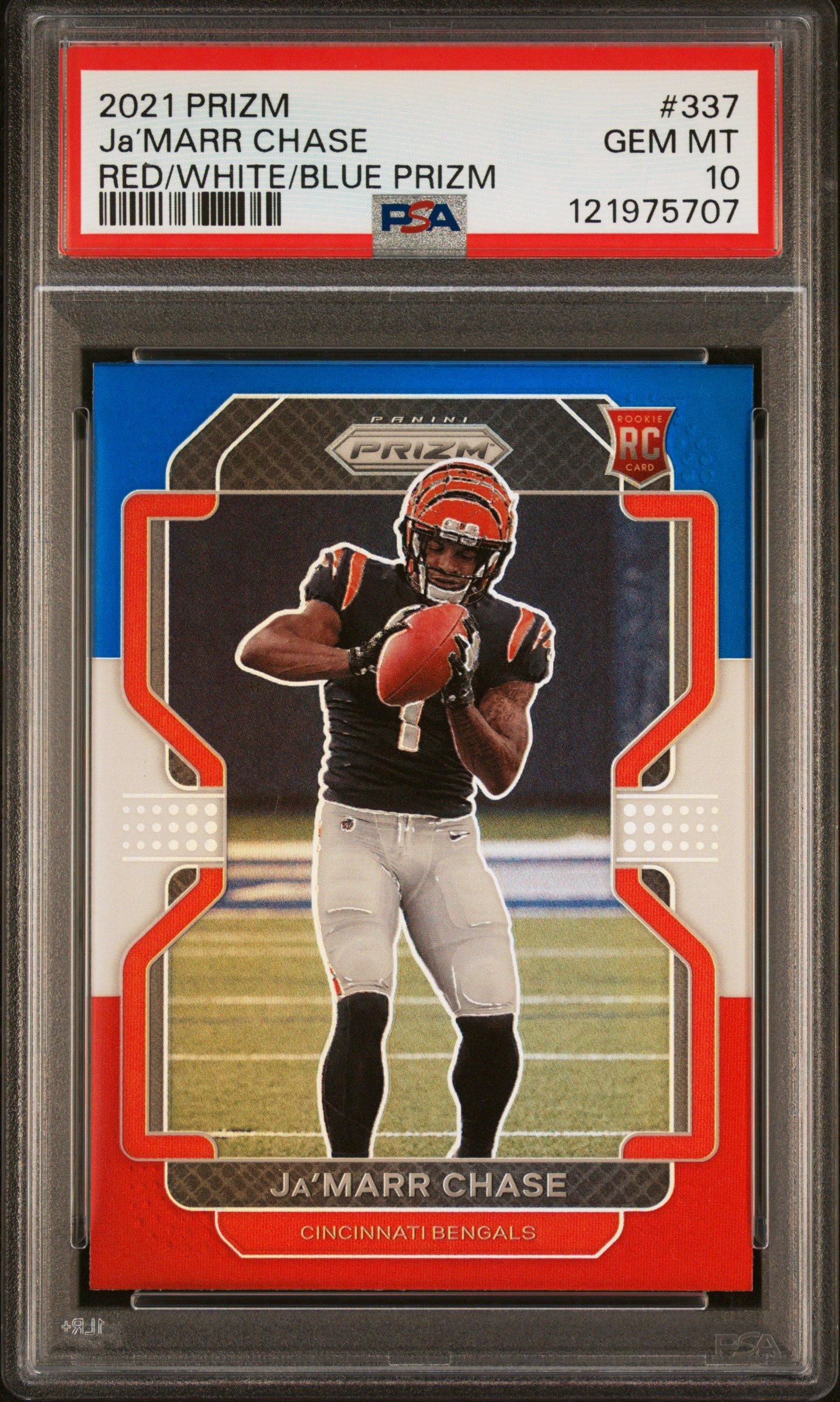 2021 Panini Prizm 337 Ja’marr Chase Red/white/blue Prizm PSA