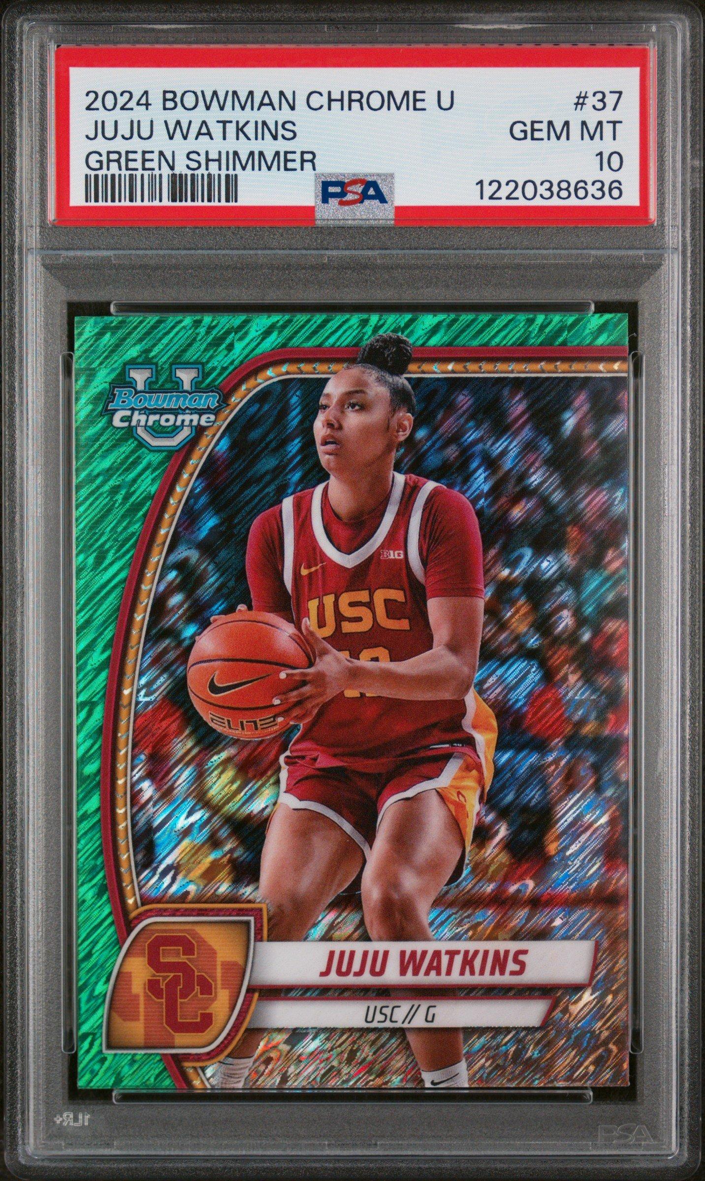2024 Bowman Chrome University 37 Juju Watkins Green Shimmer PSA 10