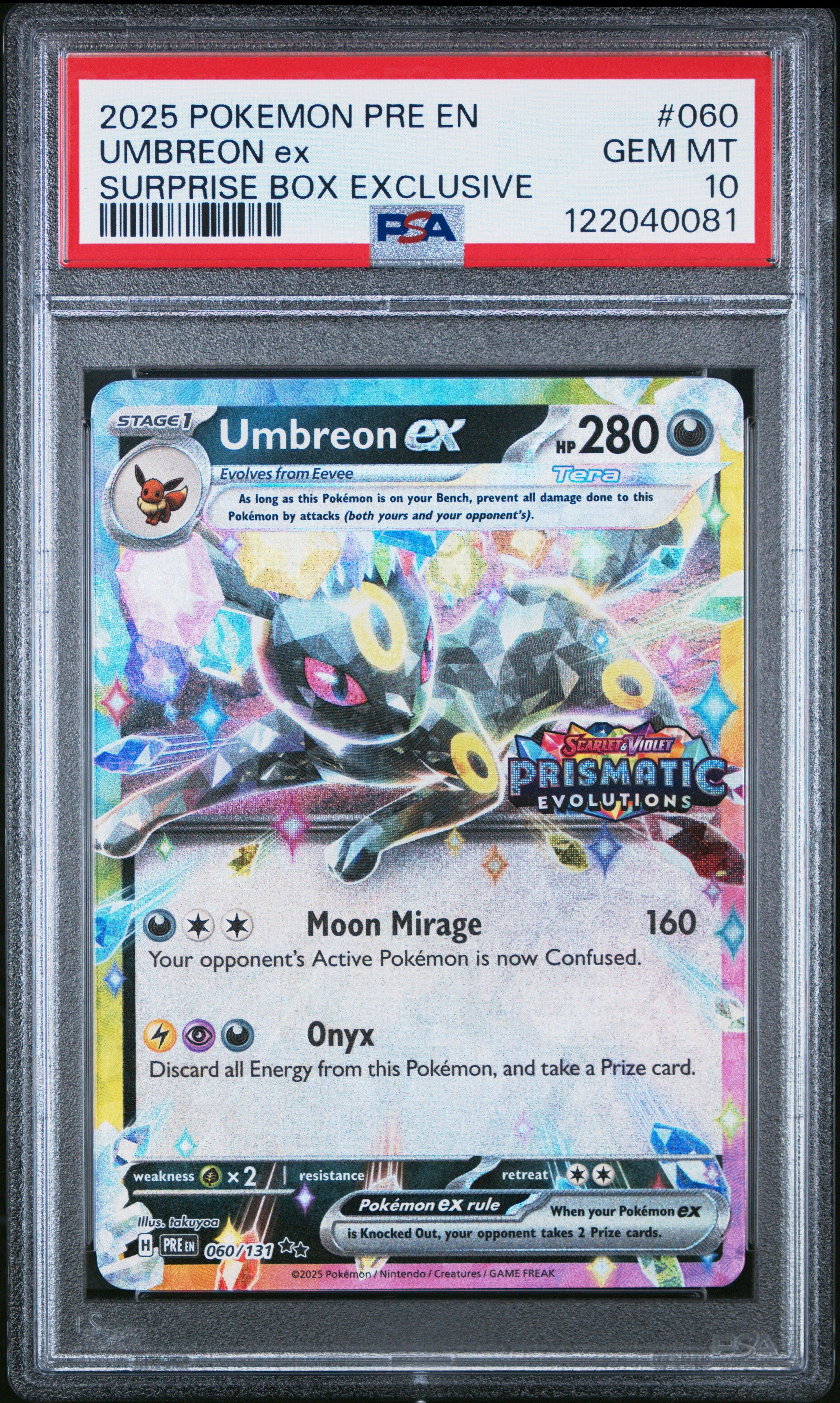2025 Pokemon Pre En-prismatic Evolutions 060 Umbreon Ex Surprise