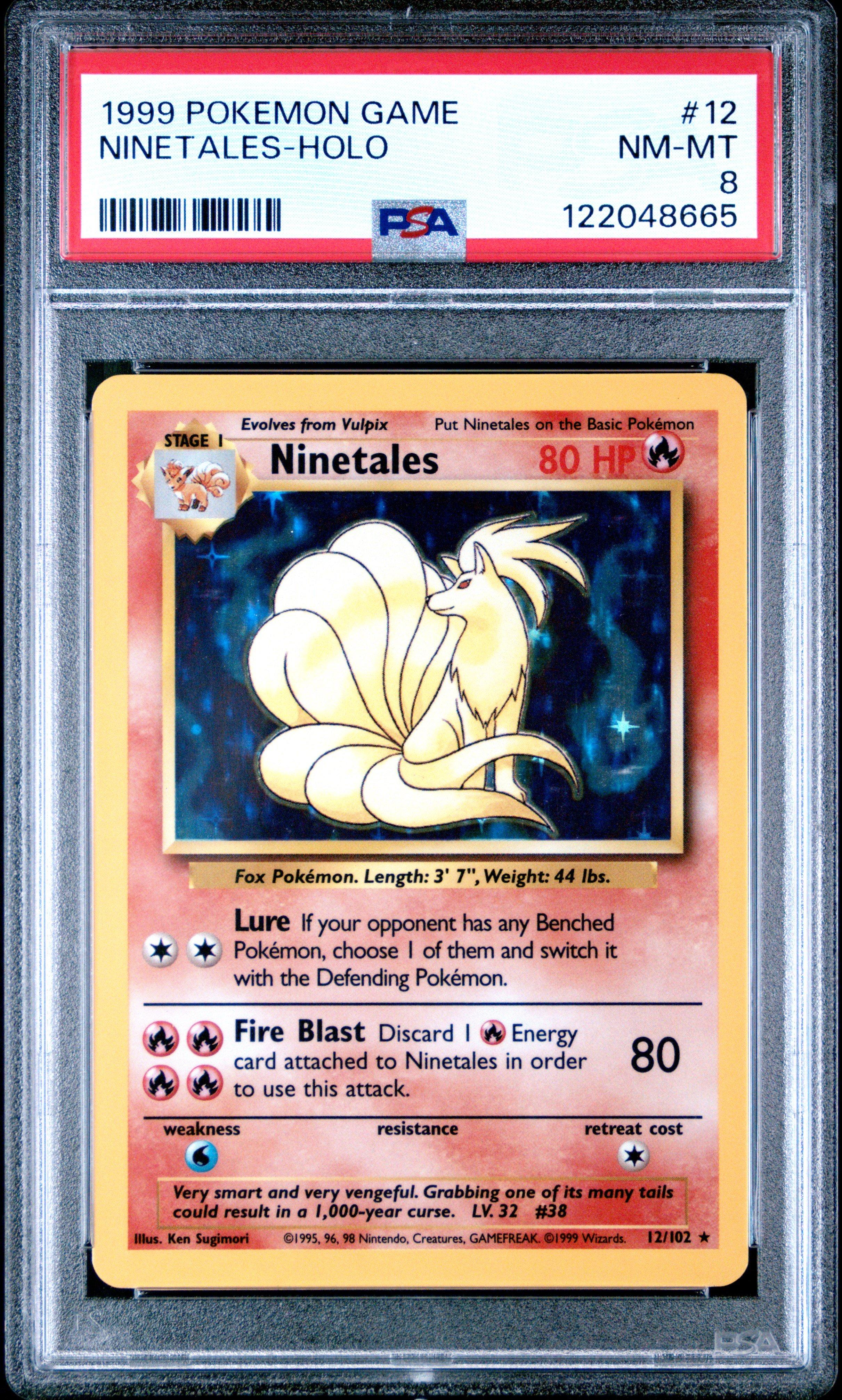 1999 ninetales pokemon card value 12/102 holo base set crisp corners and unblemished edges outside of a few slight flaws CGC 10 Base Set Italian