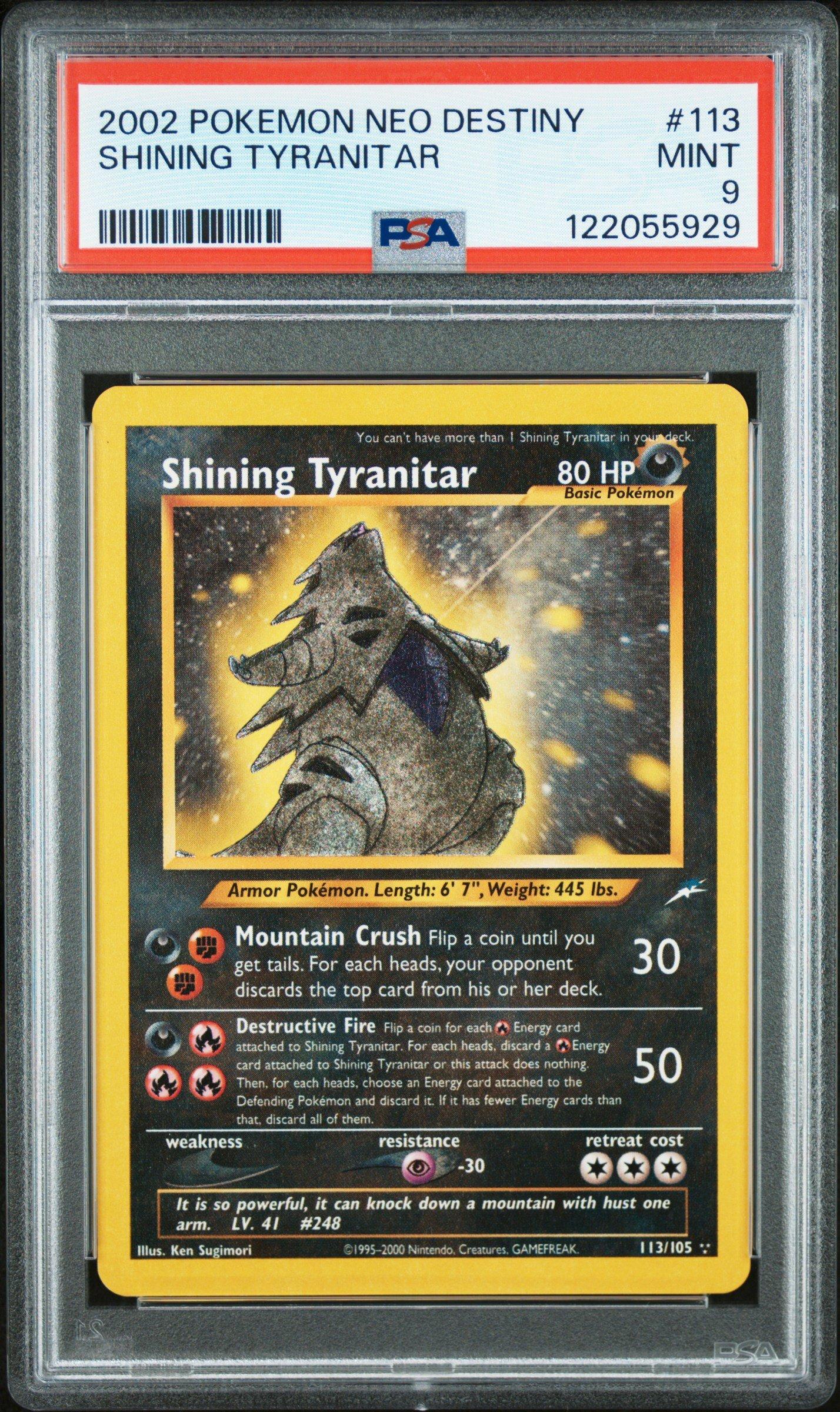 2002 Pokemon Neo Destiny 113 Shining Tyranitar PSA 9 Graded Card