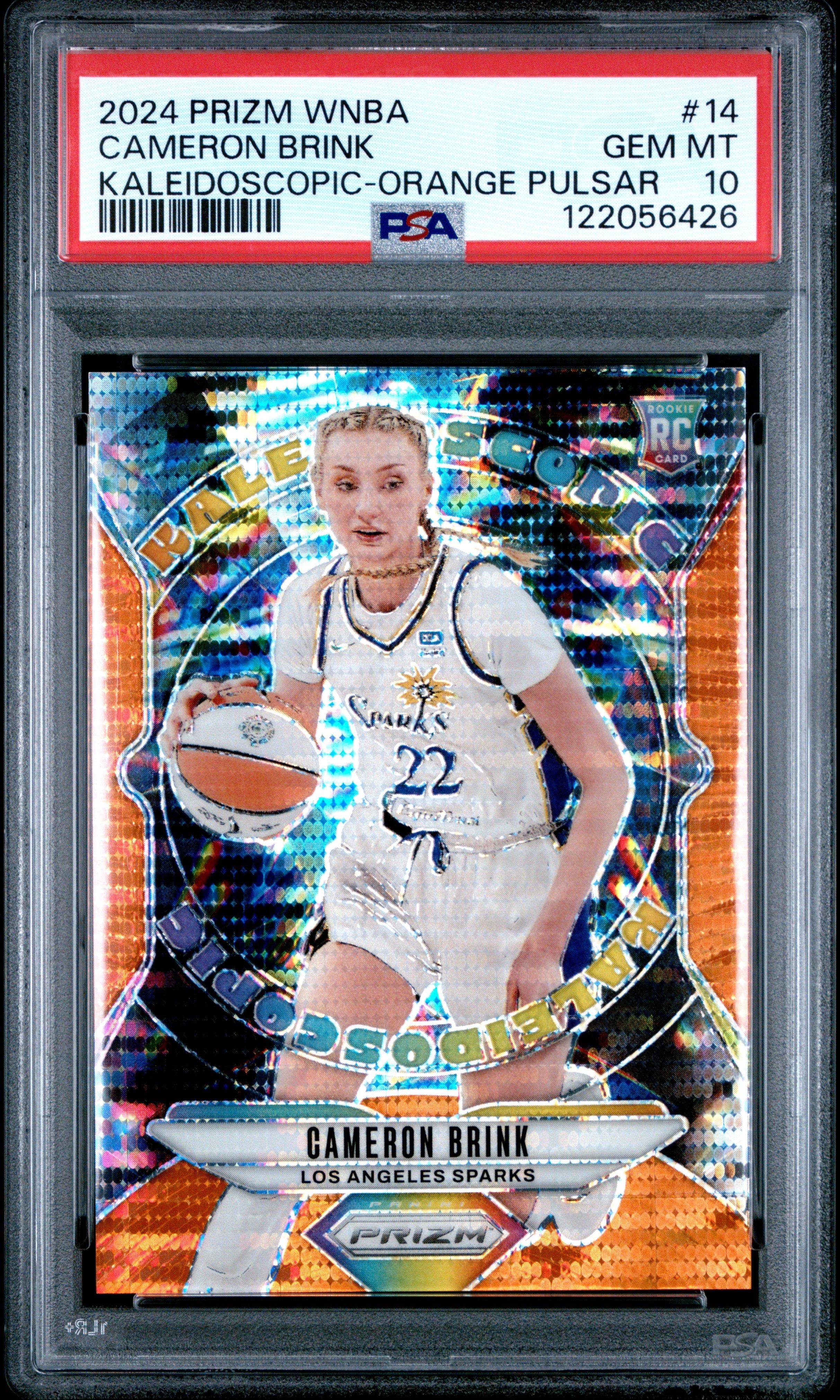 2024 Panini Prizm Wnba Kaleidoscopic 14 Cameron Brink Orange Pulsar PSA 10