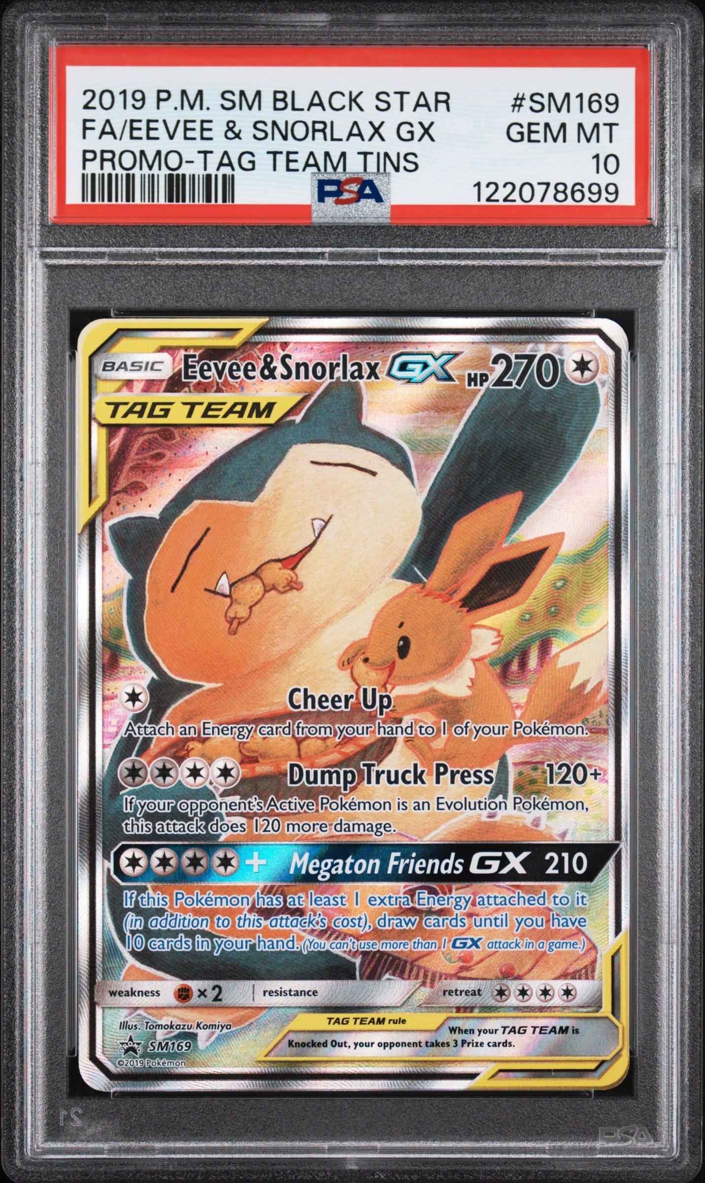 Eevee & Snorlax Gx SM169 Pokemon graded card