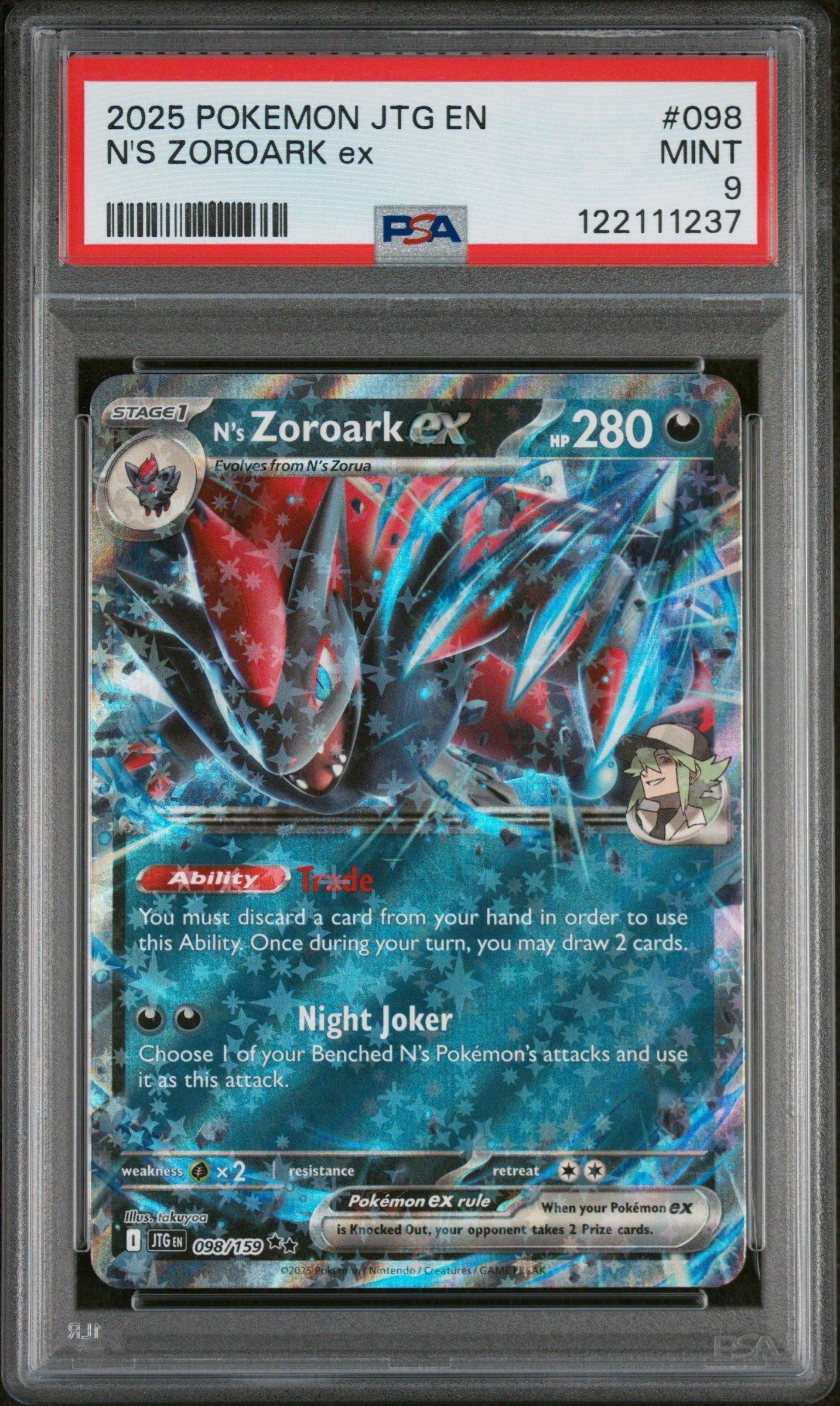 2025 Pokemon Jtg En-journey Together 098 N's Zoroark Ex PSA 9