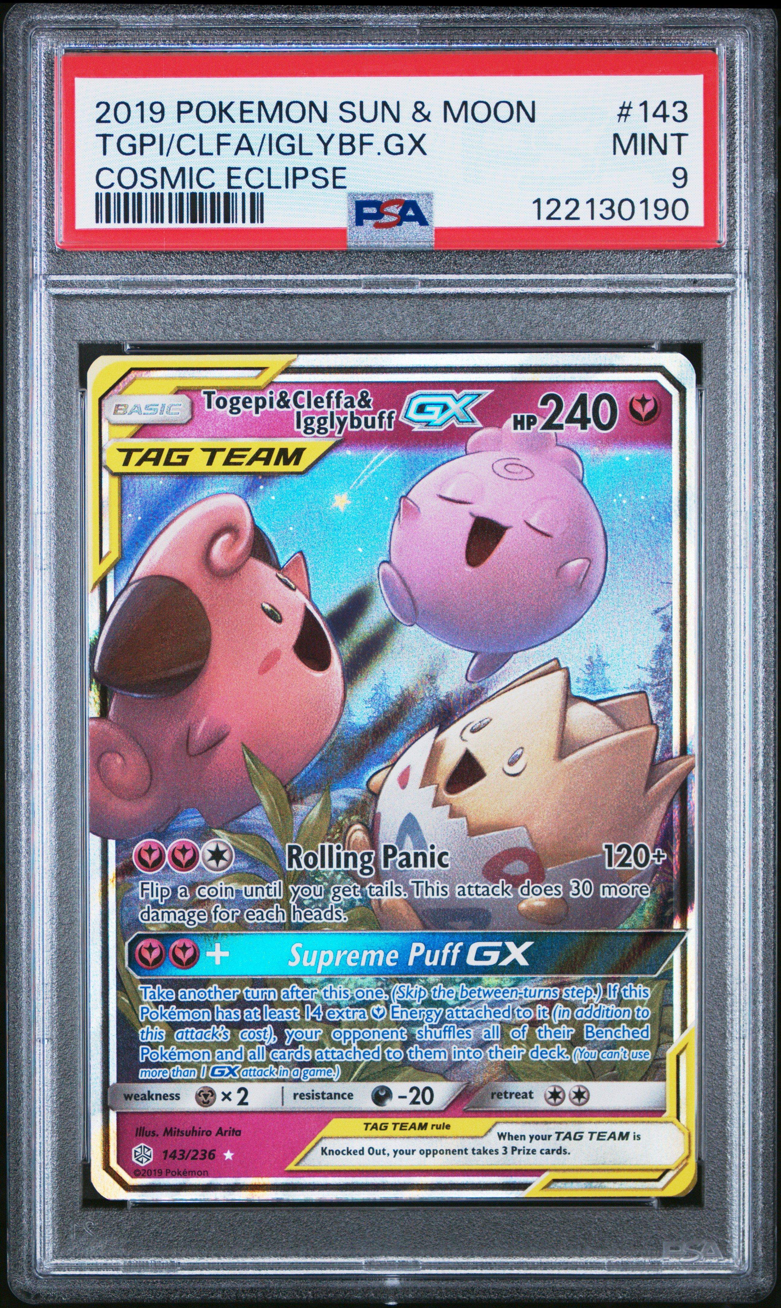 2019 Pokemon Sun & Moon Cosmic Eclipse 143 Togepi & Cleffa & Igglybuff Gx  PSA 9 Graded Card | GameStop