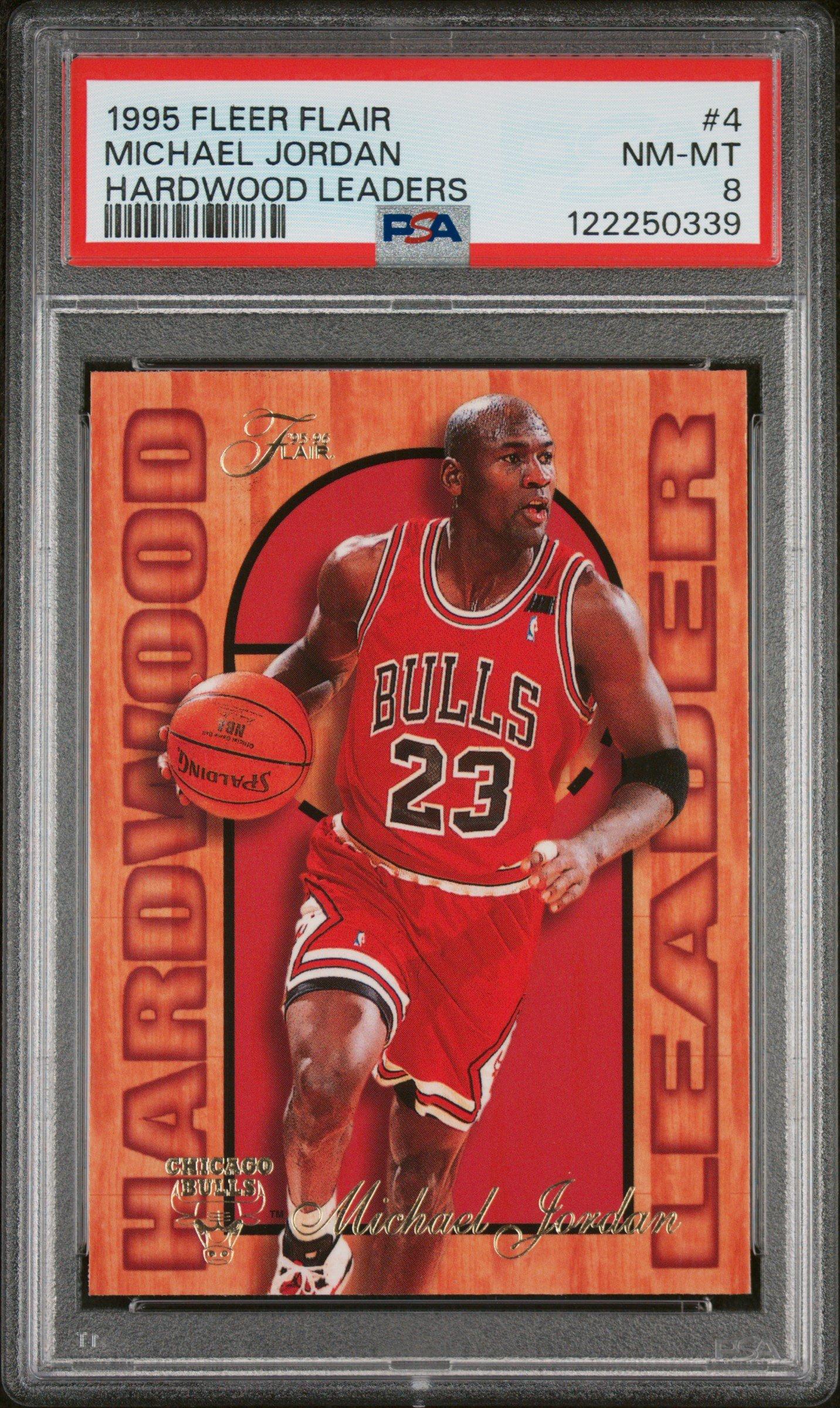 1995 Fleer Flair Hardwood Leaders 4 Michael Jordan PSA 8