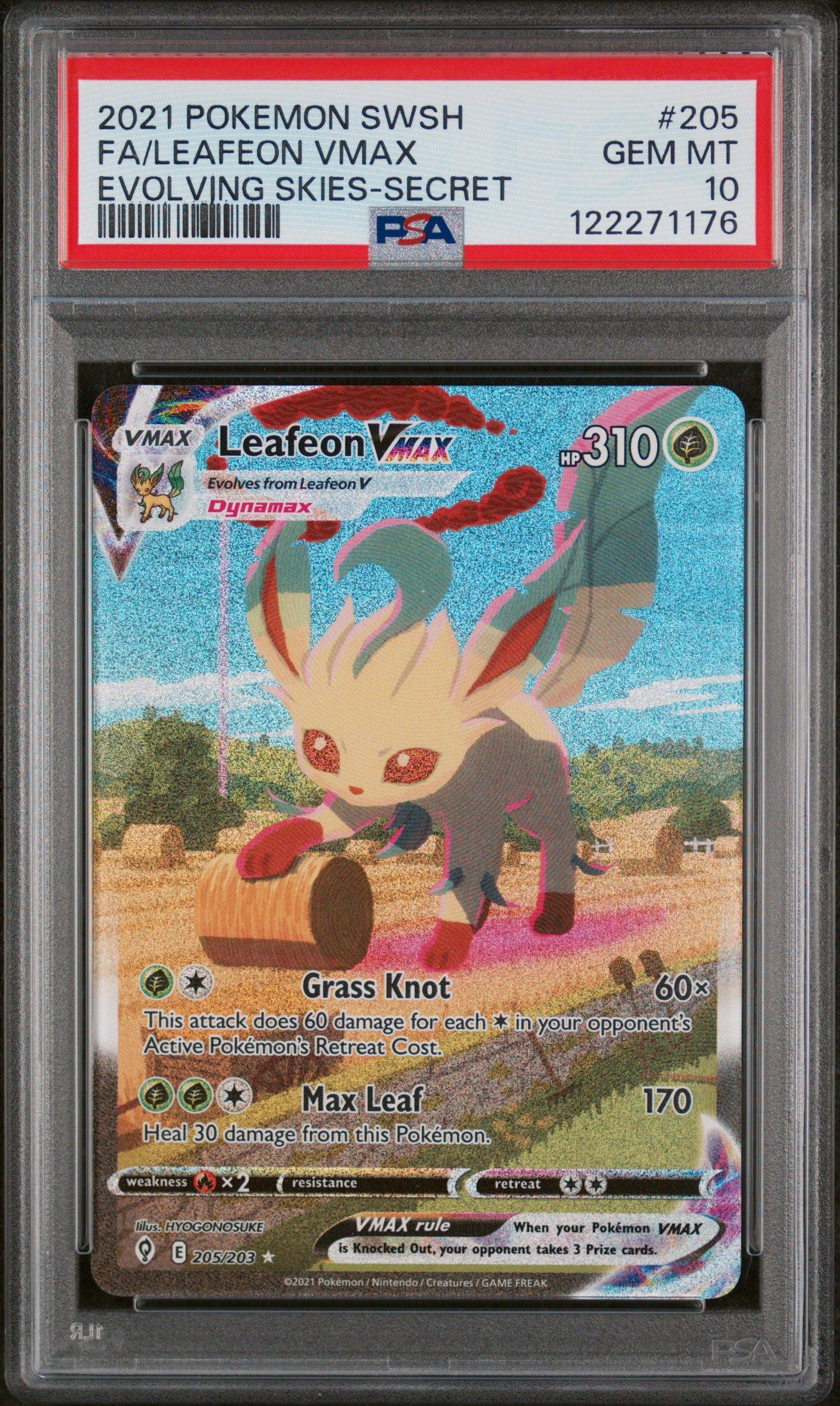 2021 Pokemon Sword & Shield Evolving Skies Full Art/leafeon Vmax Secret PSA 10