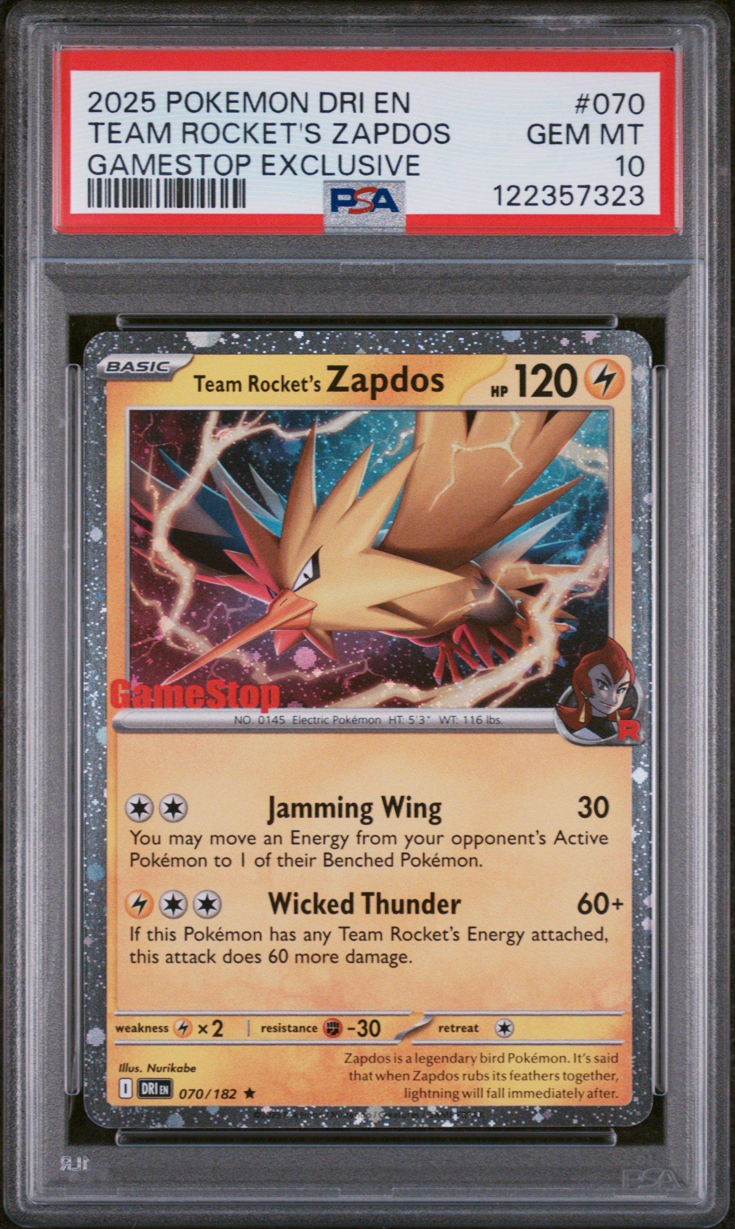 PSA10 タロ SR 2025 Pokemon Dri En-destined Rivals 070 Team Rocket's Zapdos