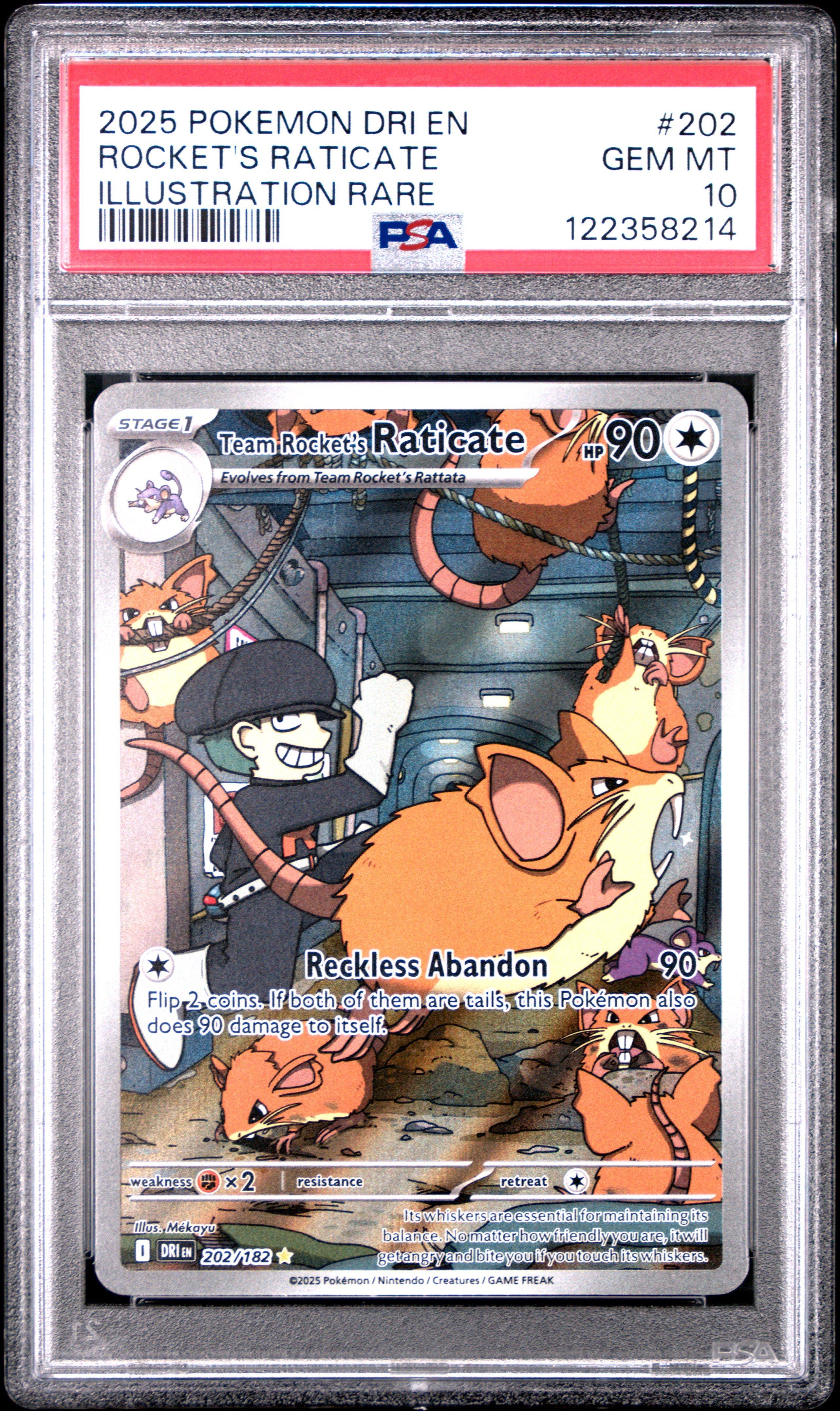 2025 Pokemon Dri En-destined Rivals 202 Team Rocket's Raticate Illustration Rare PSA
