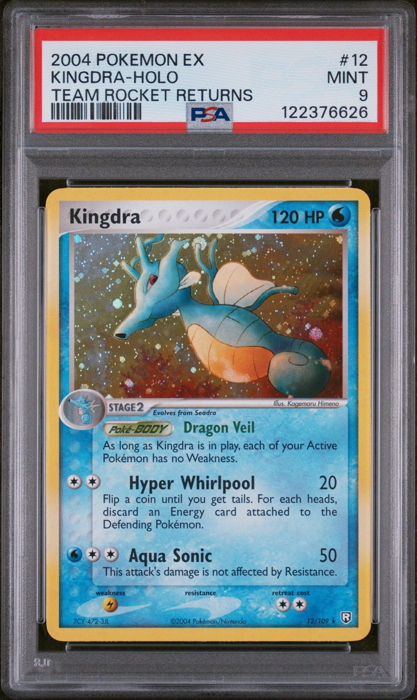 2004 Pokemon Ex Team Rocket Returns 12 Kingdra-holo PSA 9