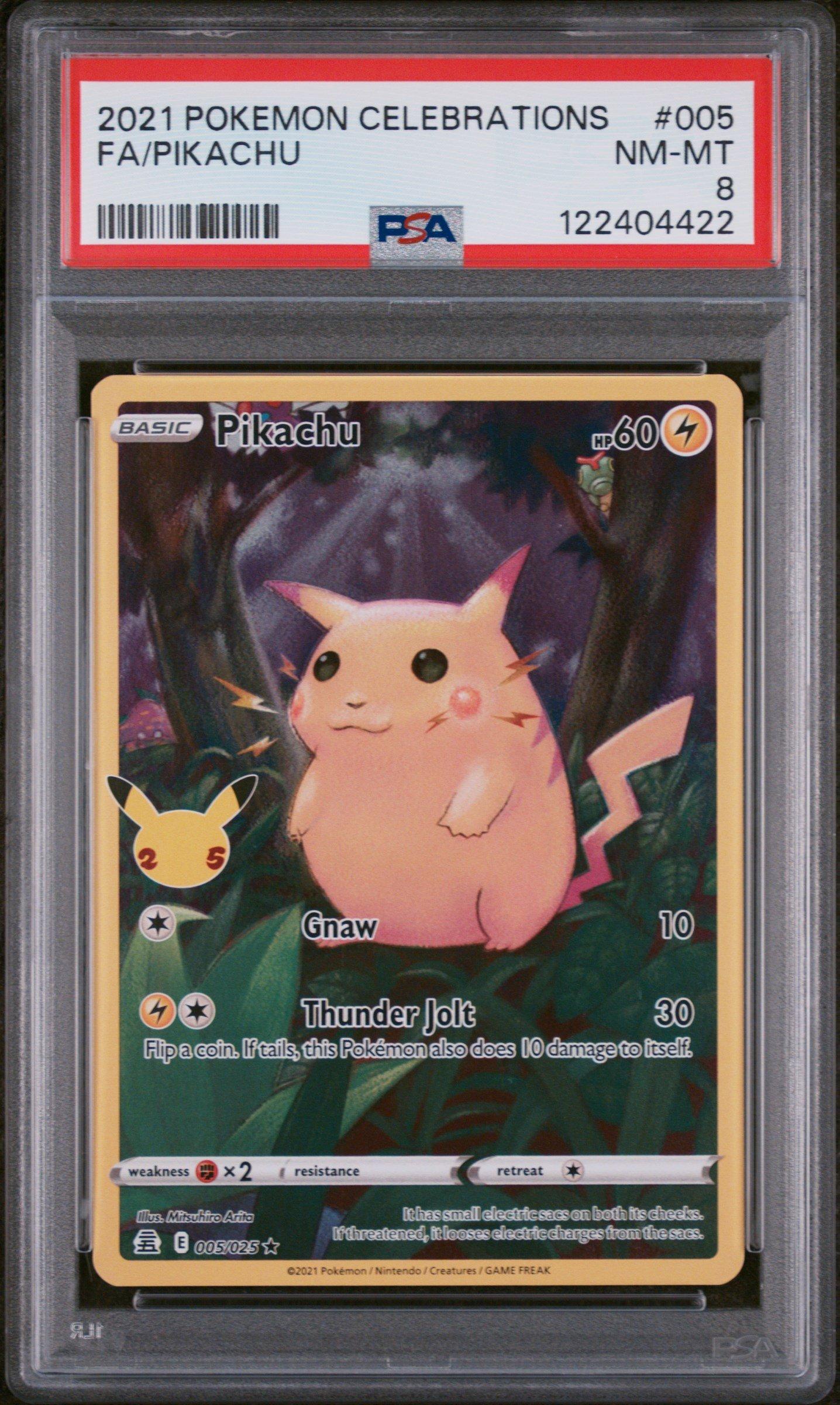 2021 Pokemon Celebrations 005 Full Art/pikachu PSA 8 Graded Card