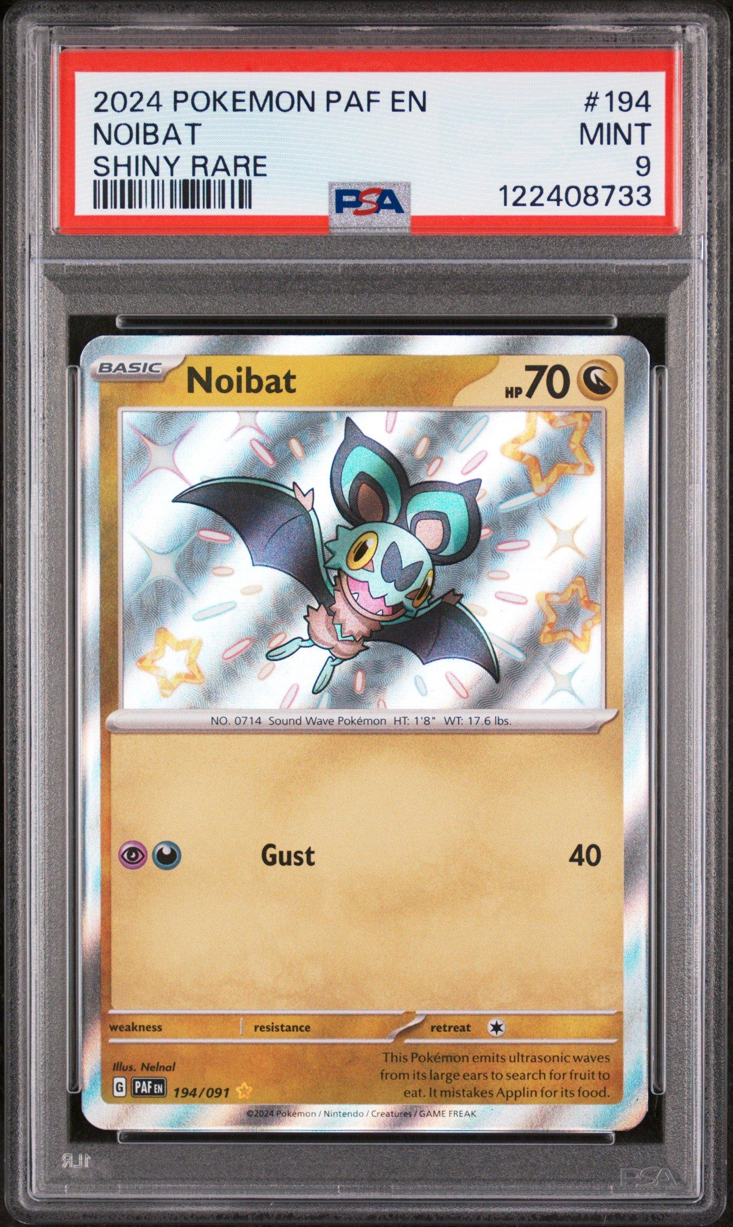 2024 Pokemon Paf En-paldean Fates 194 Noibat Shiny Rare PSA 9 Graded Card |  GameStop