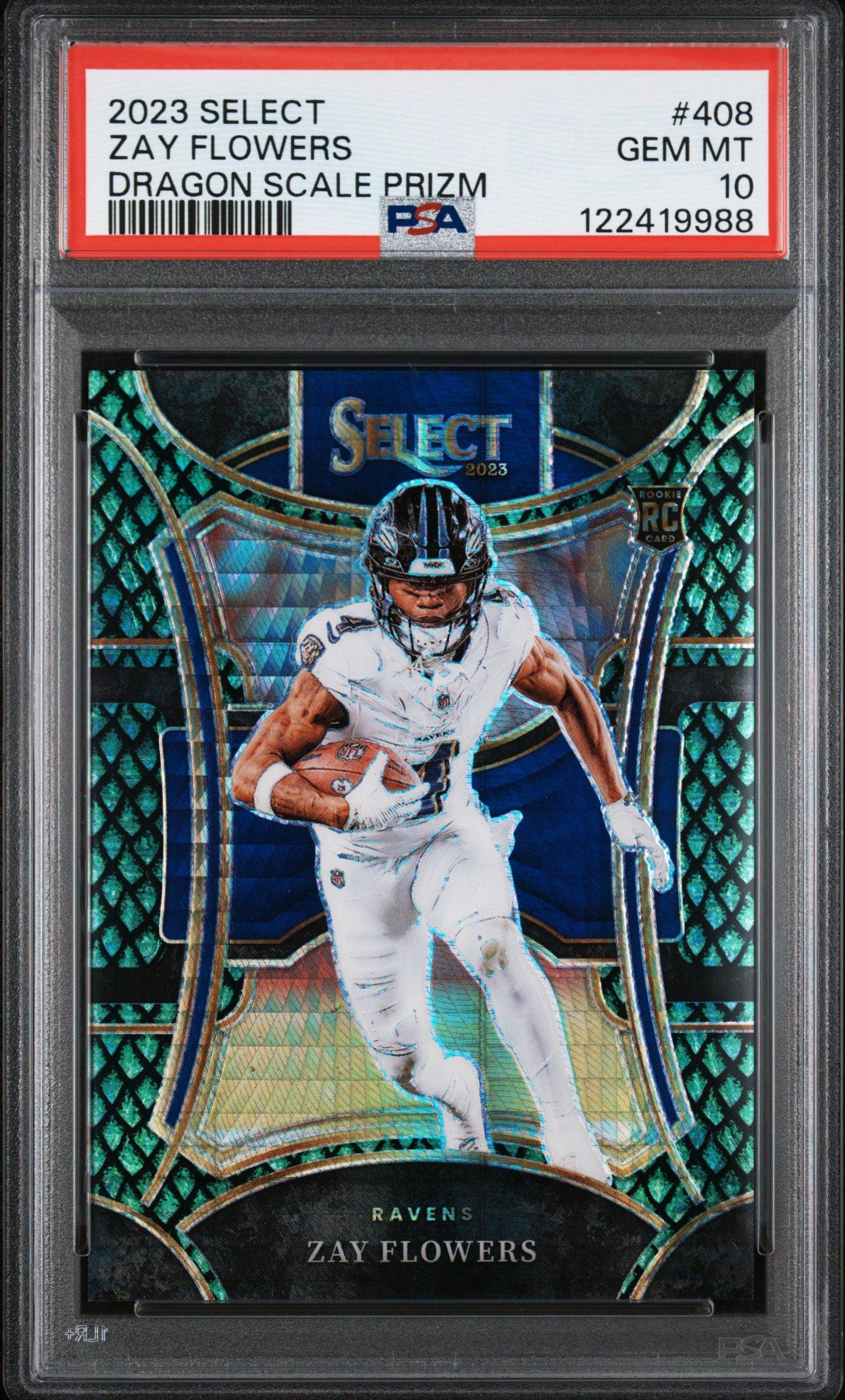 2023 Panini Select 408 Zay Flowers Dragon Scale Prizm PSA 10