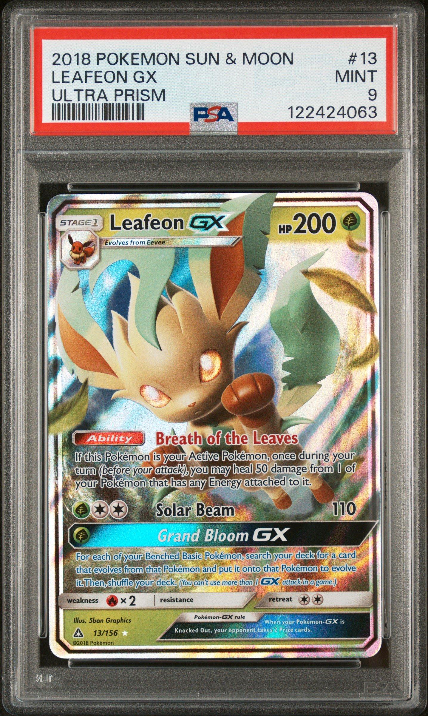 2018 Pokemon Sun & Moon Ultra Prism 13 Leafeon Gx PSA