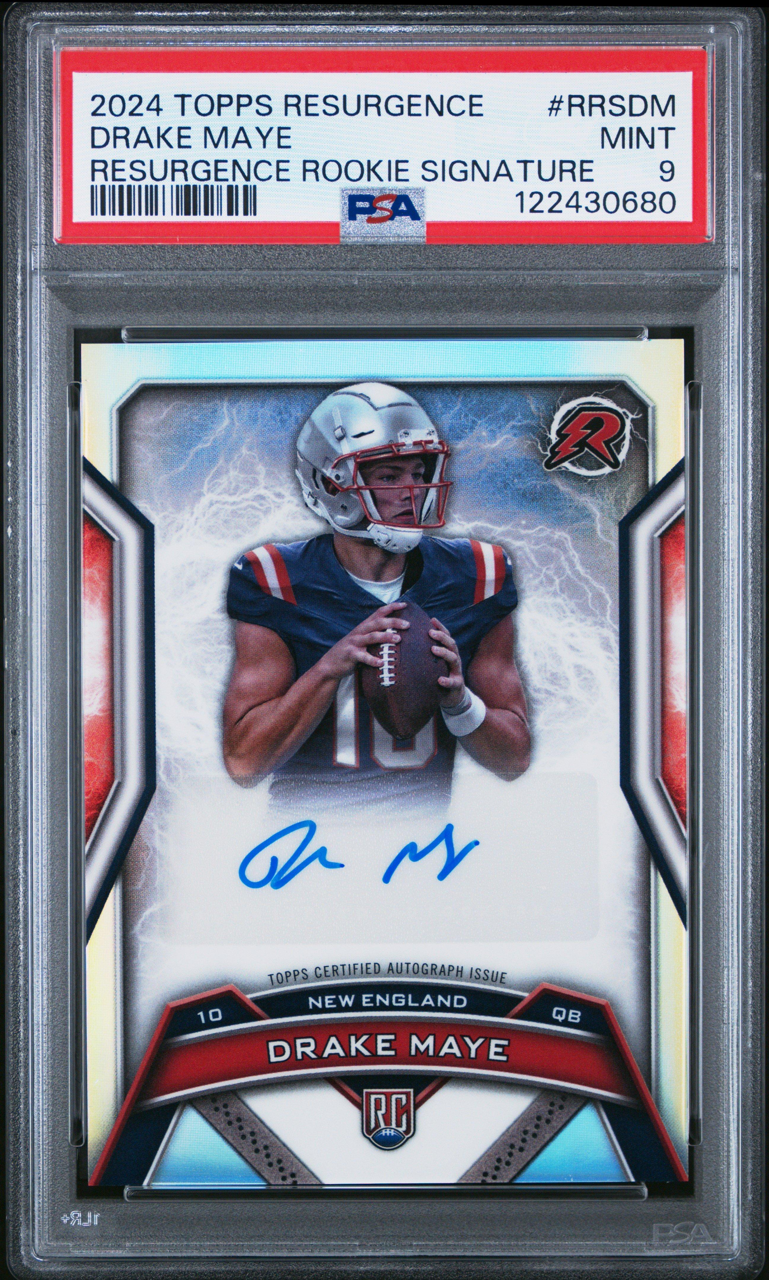 psa graded rookie cards 2024 Topps Resurgence Resurgence Signatures Rrsdm Drake Maye 9 Card Graded PSA 9 and with
