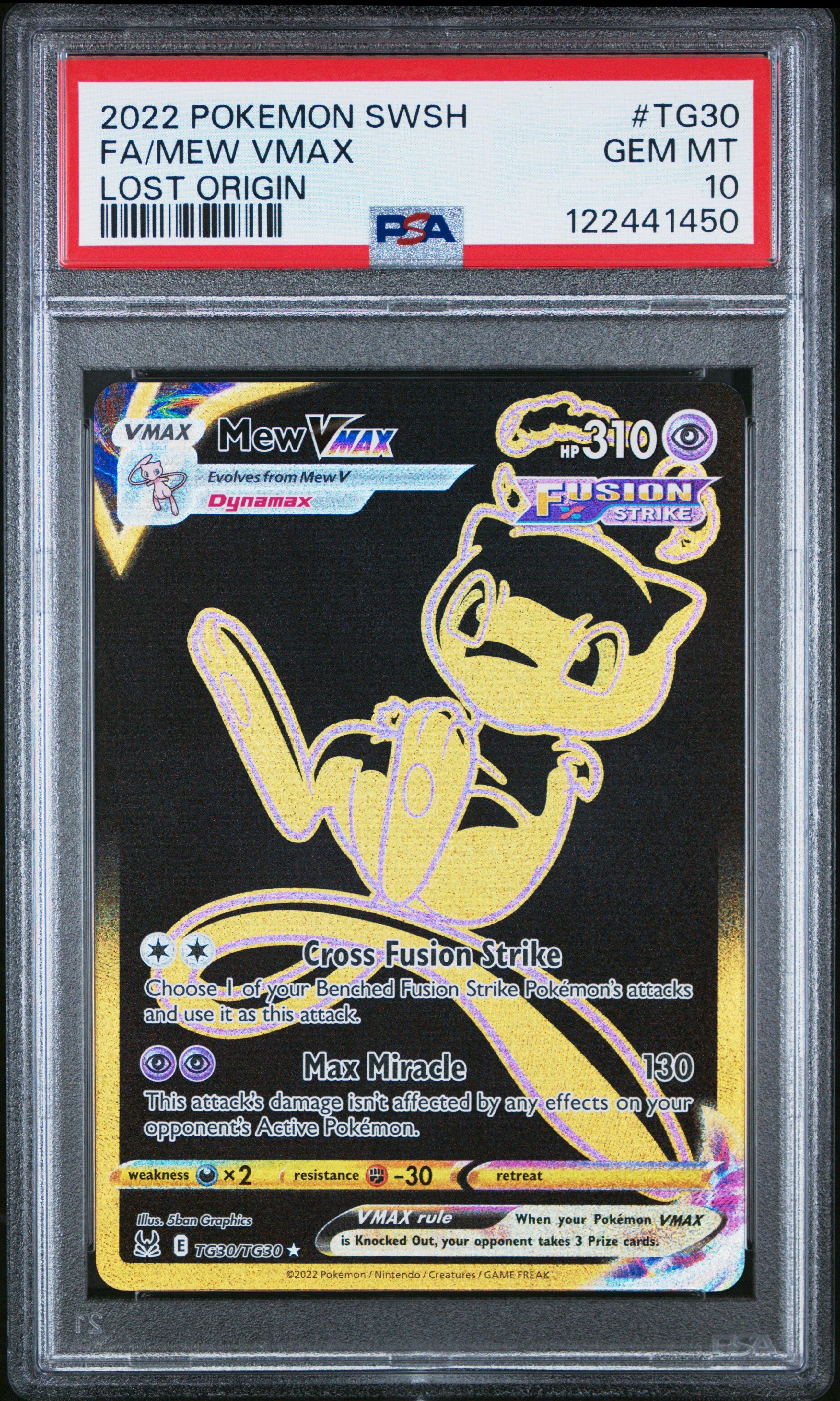 2022 Pokemon Sword & Shield Lost Origin Tg30 Full Art/mew Vmax PSA
