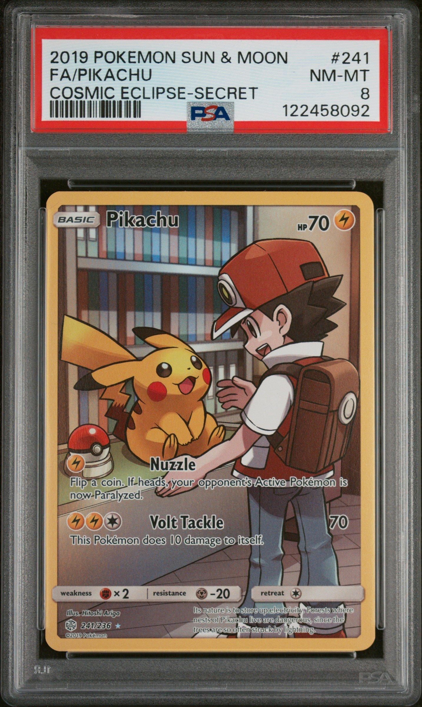 2019 Pokemon Sun & Moon Cosmic Eclipse 241 Full Art/pikachu Secret PSA