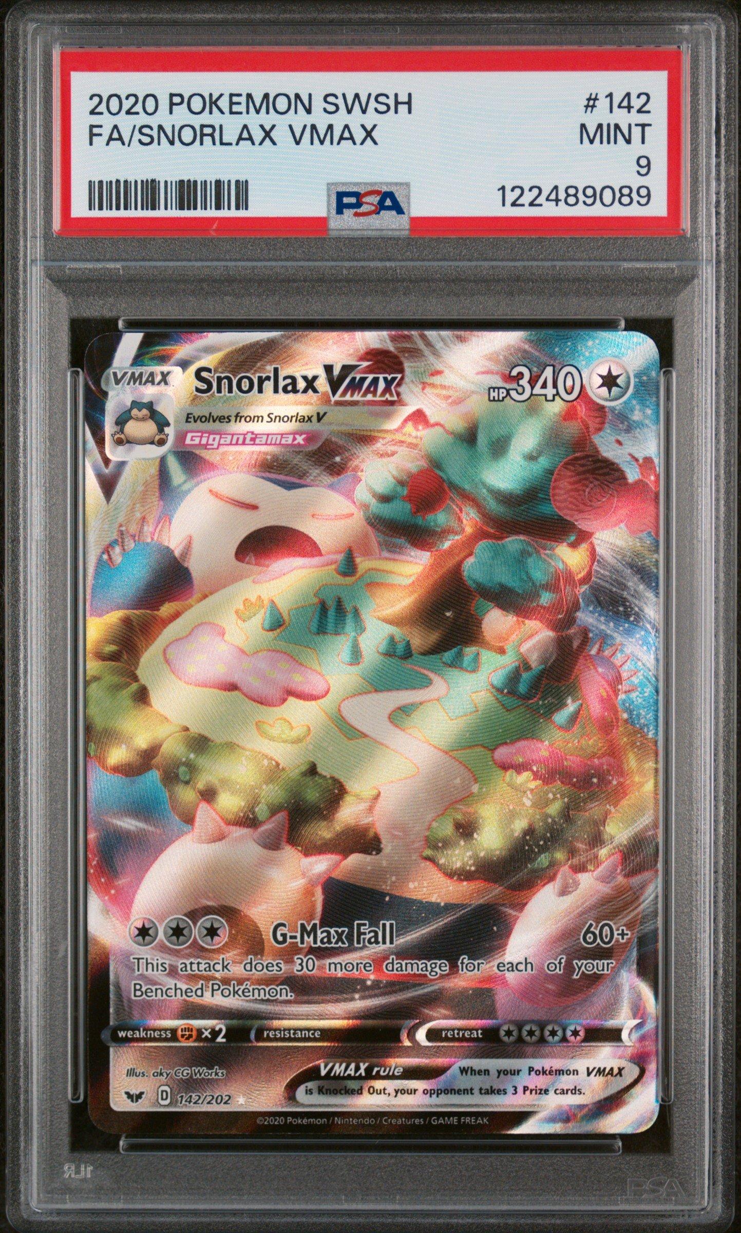 2020 Pokemon Sword & Shield 142 Full Art/snorlax Vmax PSA 9 Graded
