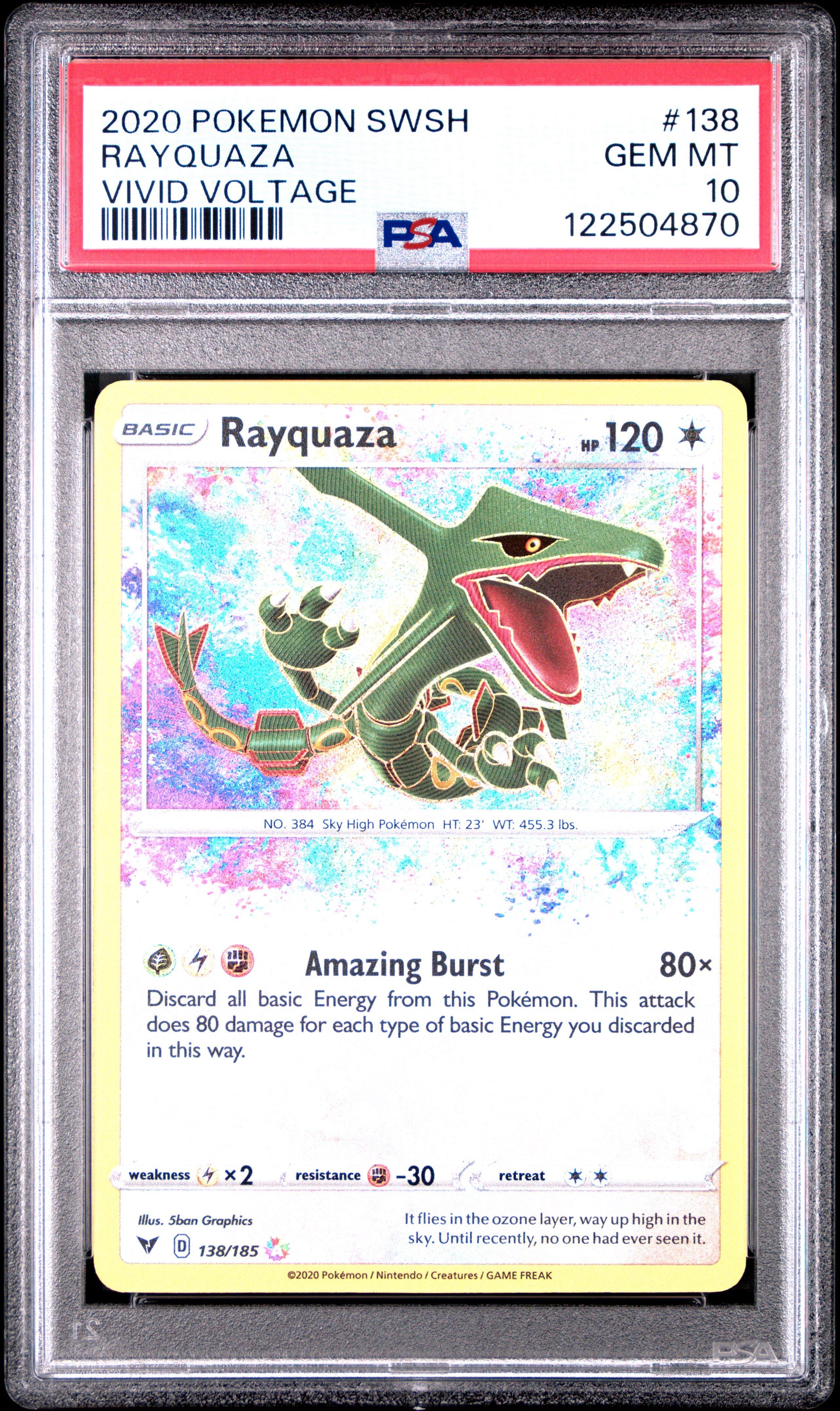 2020 Pokemon Sword & Shield Vivid Voltage 138 Rayquaza PSA 10