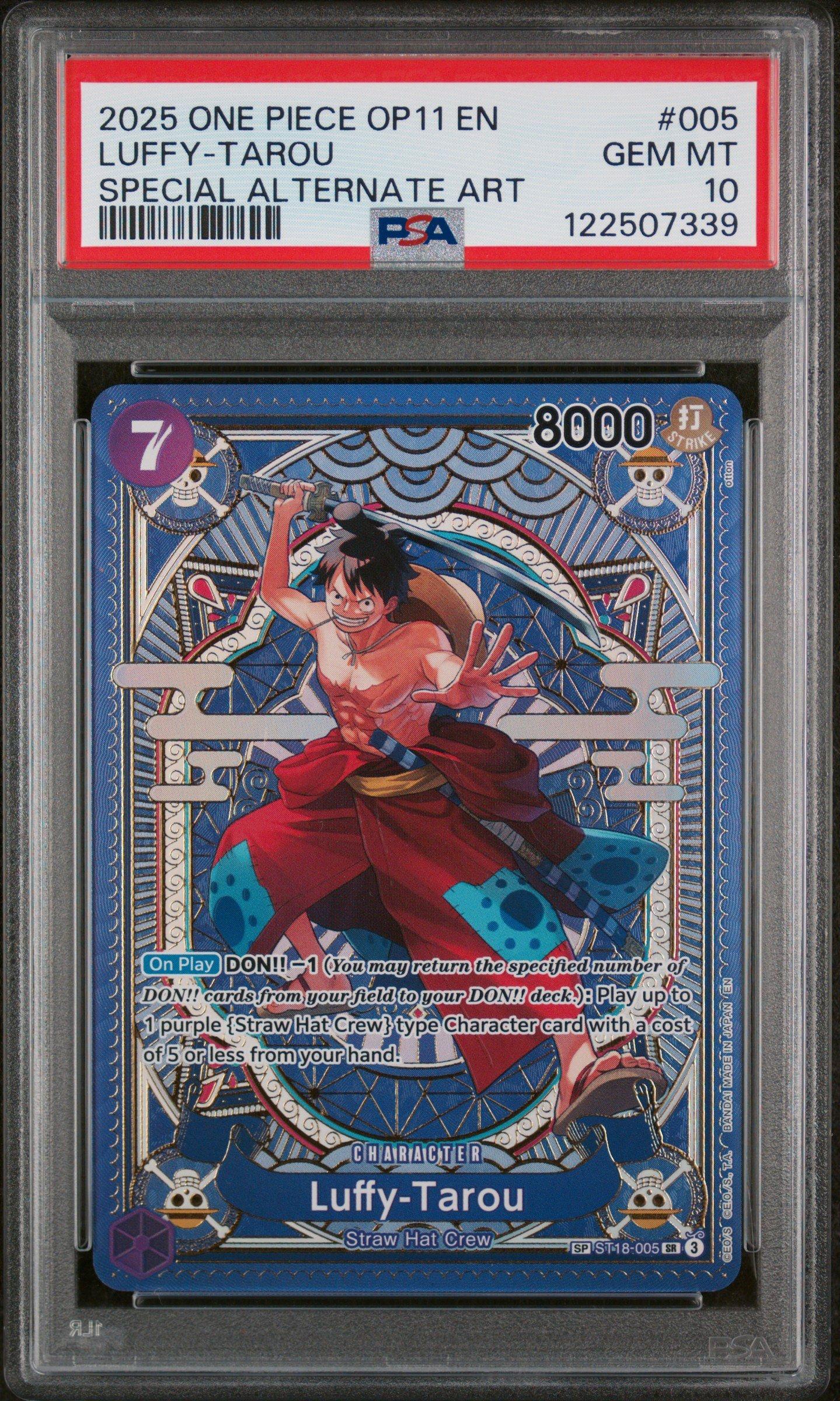 2025 One Piece Op11-a Fist Of Divine Speed 005 Luffy-tarou Special Alternate Art PSA 10