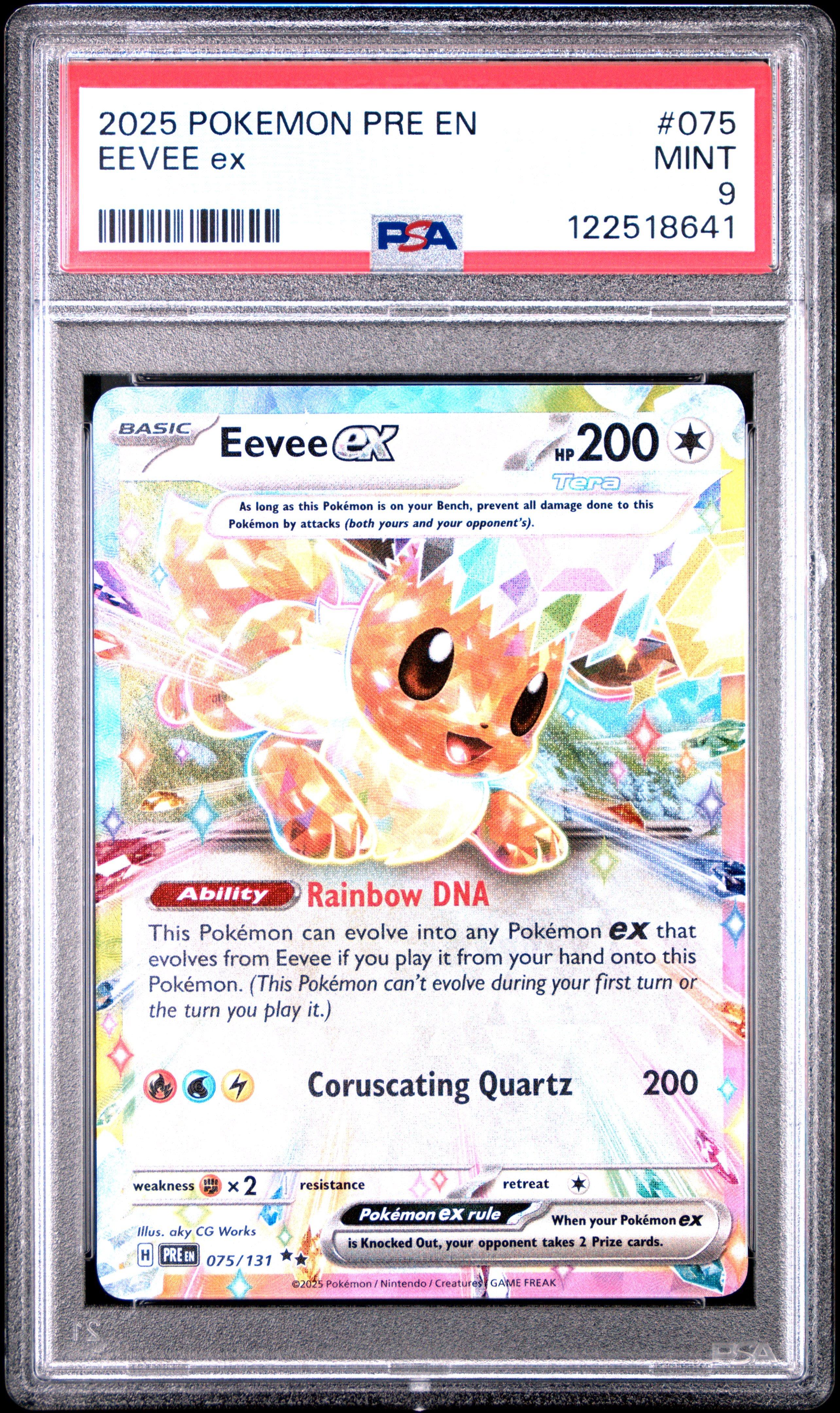2025 Pokemon Pre En-prismatic Evolutions 075 Eevee Ex PSA 9 Graded