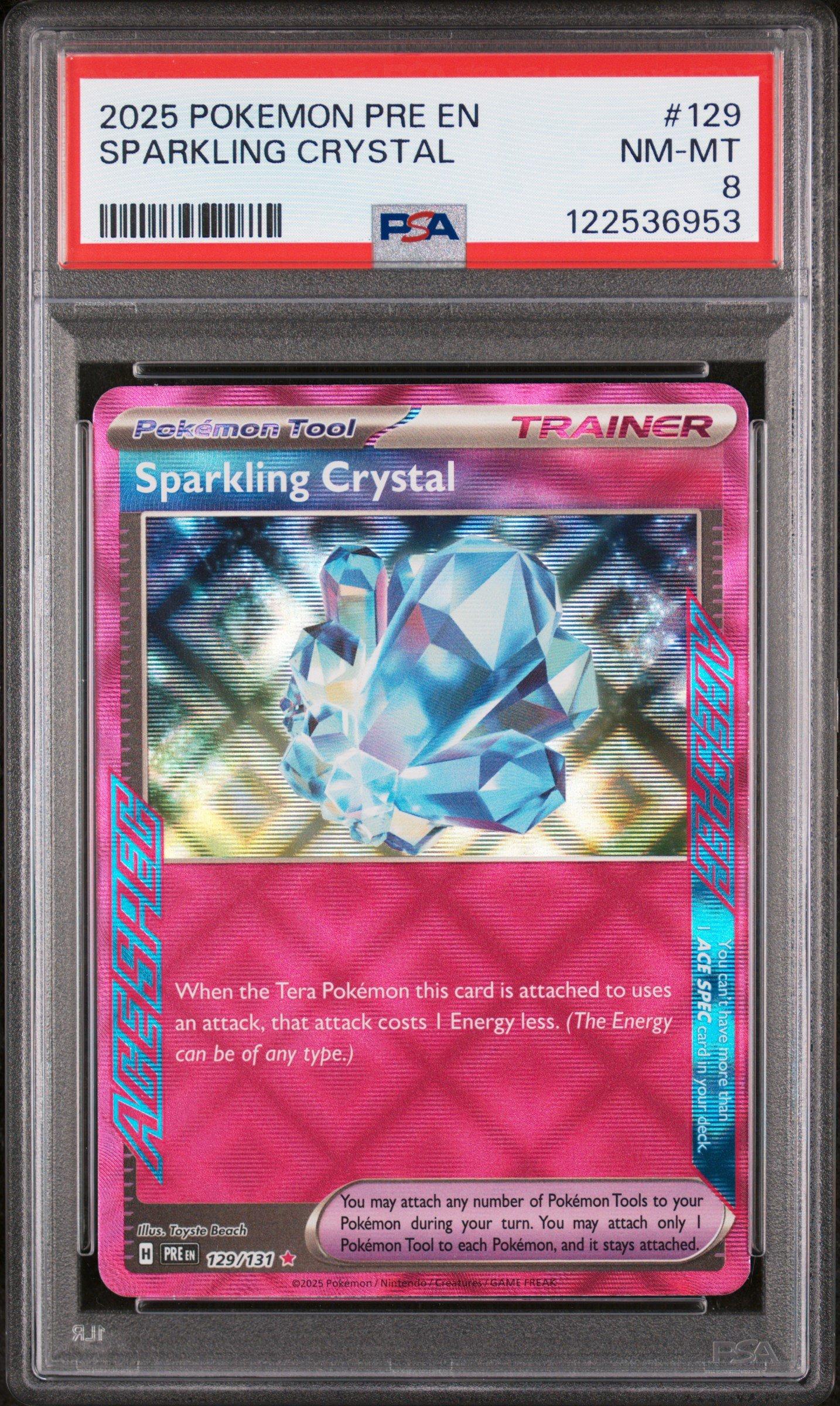 2025 Pokemon Pre En-prismatic Evolutions 129 Sparkling Crystal PSA
