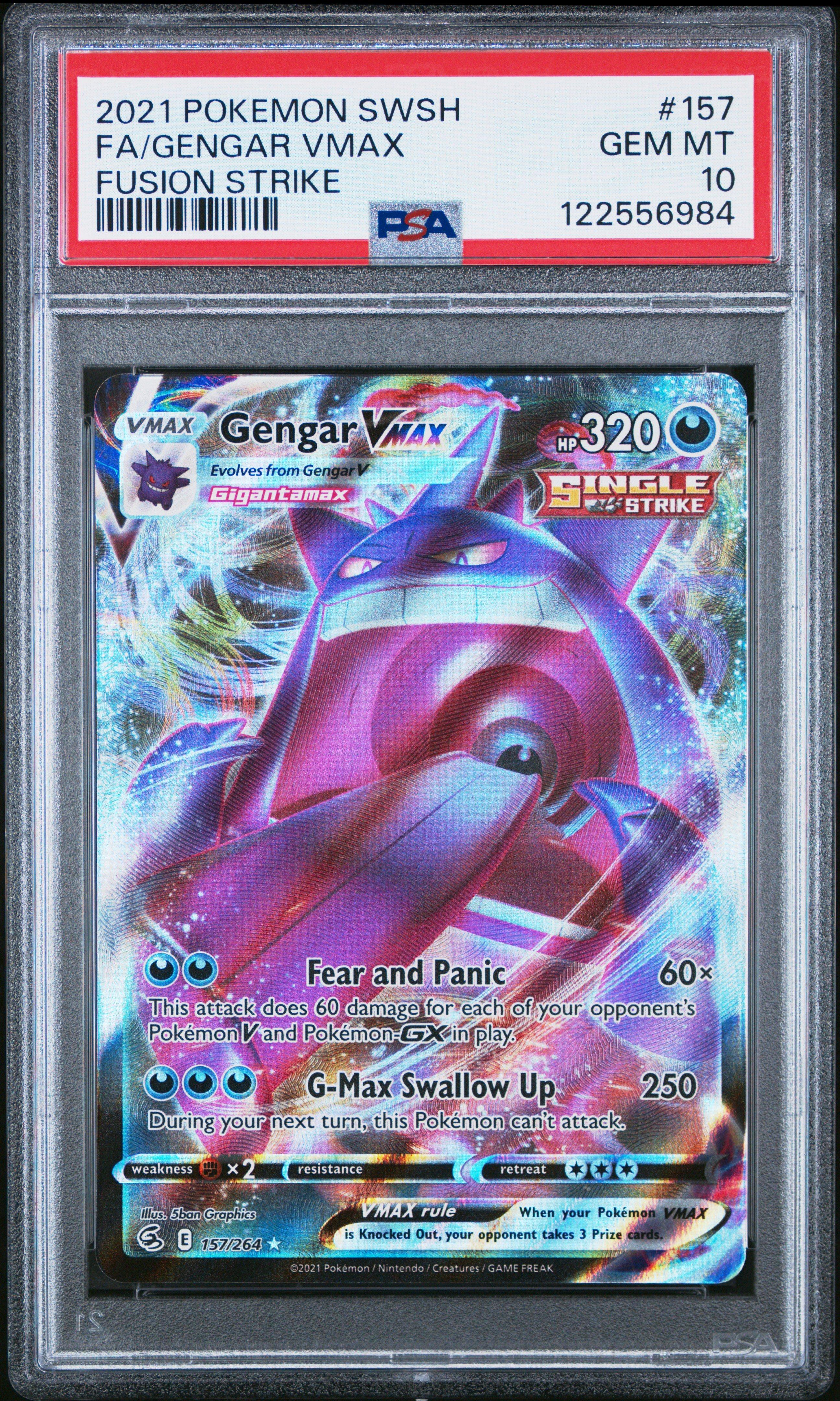 2021 Pokemon Sword & Shield Fusion Strike 157 Full Art/gengar Vmax
