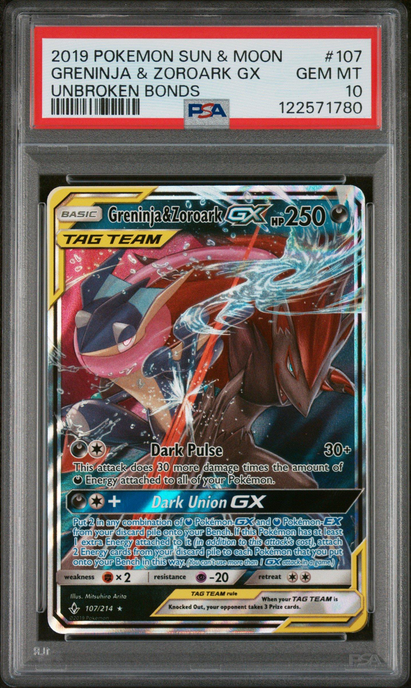 2019 Pokemon Sun & Moon Unbroken Bonds 107 Greninja & Zoroark Gx
