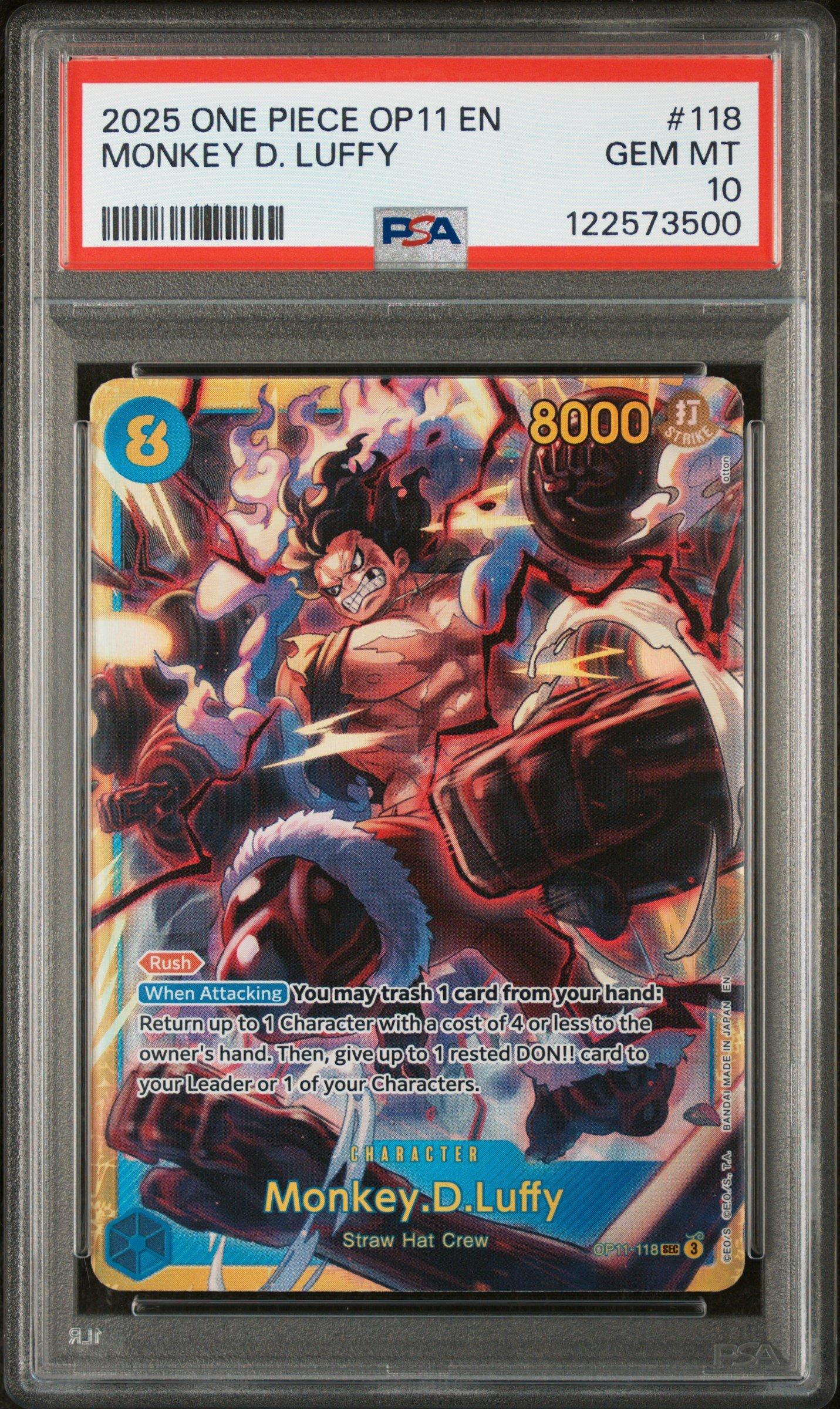 2025 One Piece Op11-a Fist Of Divine Speed 118 Monkey D. Luffy PSA