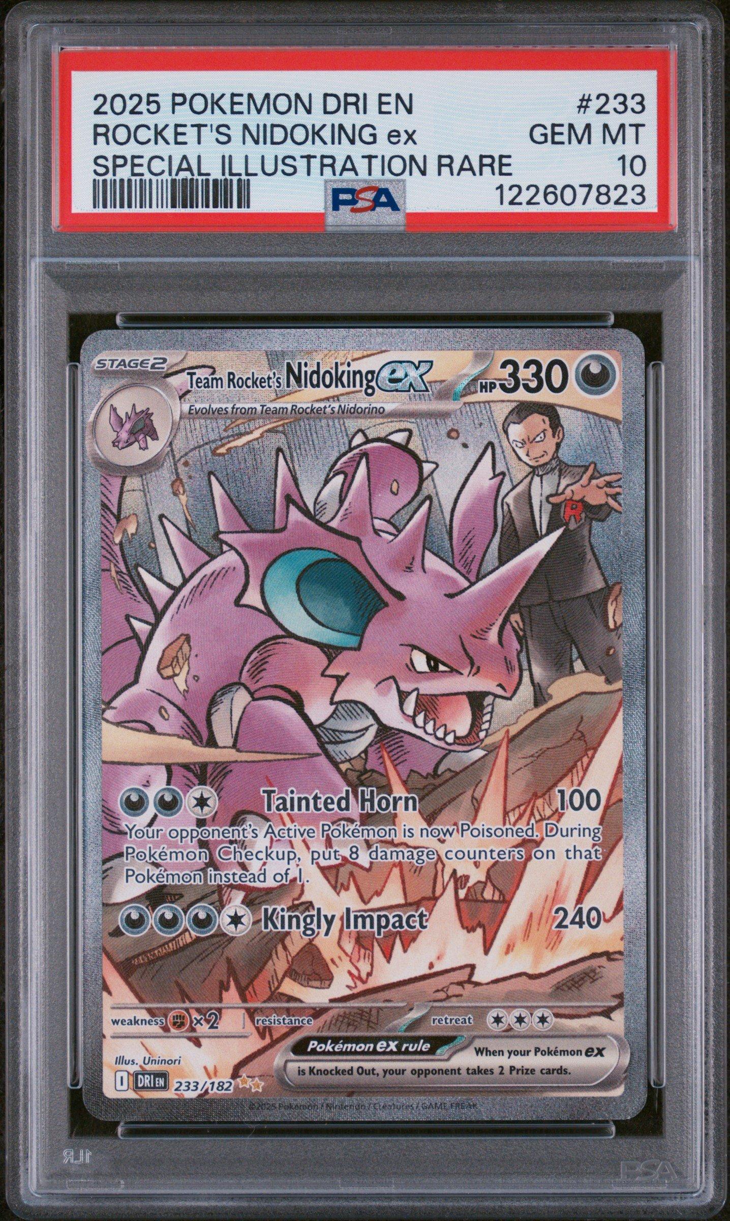 nidoking holographic pokemon card value 2025 Pokemon Dri En-destined Rivals 233 Team Rocket's Nidoking Ex Special  Illustration Rare PSA 10 Graded Card