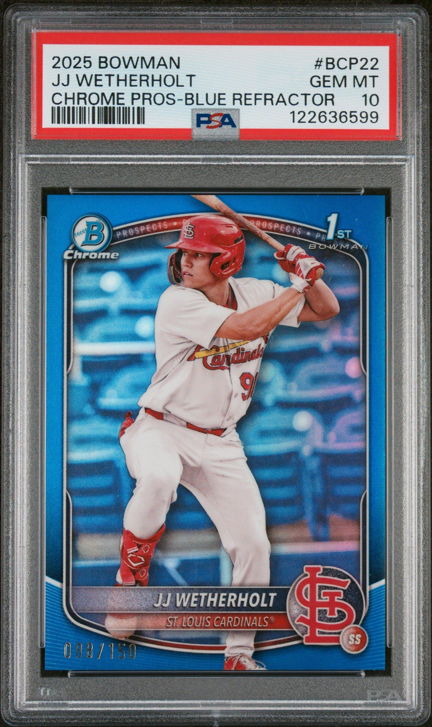 2025 Bowman Chrome Prospects Bcp22 Jj Wetherholt Blue Refractor