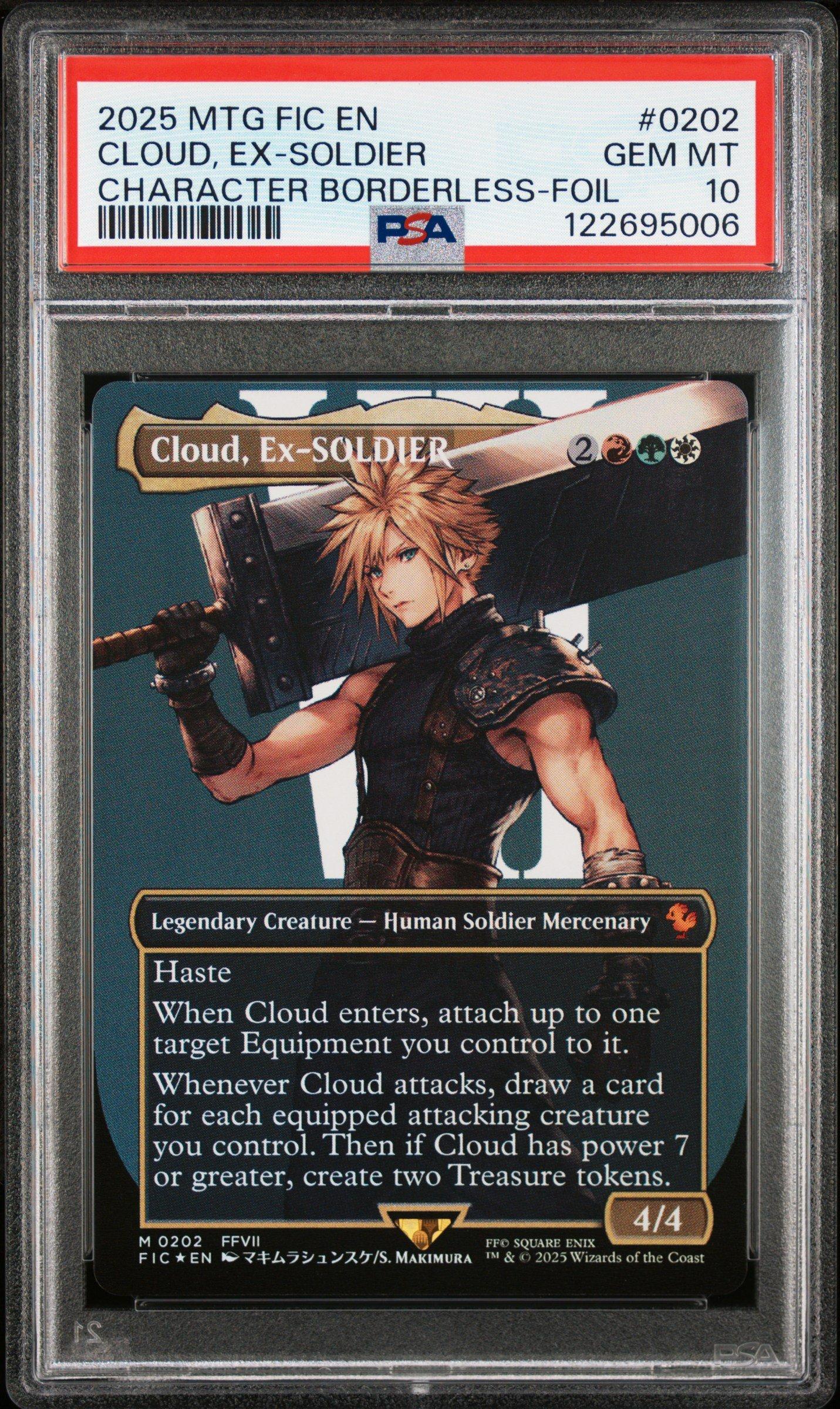 2025 Magic The Gathering Final Fantasy Commander 0202 Cloud, Ex-soldier Character Borderless-foil PSA 10