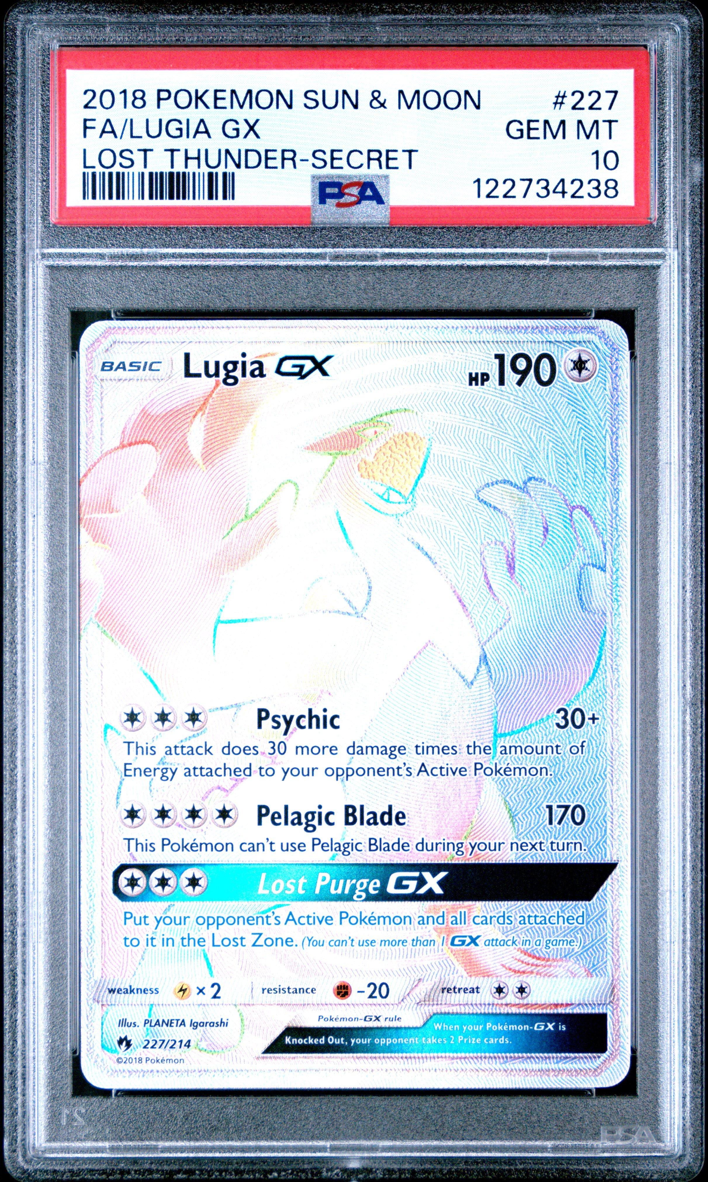 lugia gx pokemon card 2018 Pokemon Sun & Moon Lost Thunder 227 Full Art/lugia Gx Secret PSA 10  Graded Card