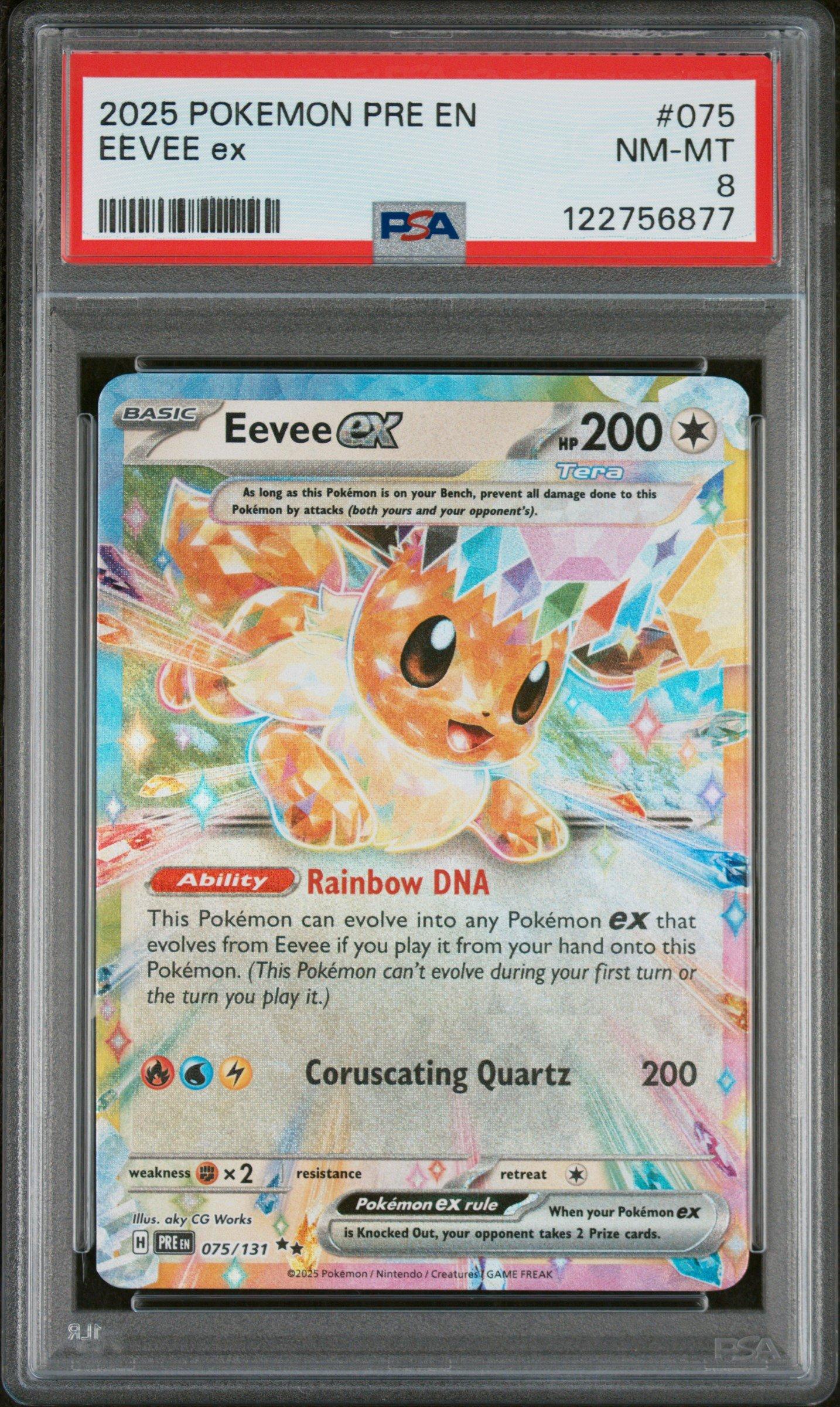 2025 Pokemon Pre En-prismatic Evolutions 075 Eevee Ex PSA 8 Graded