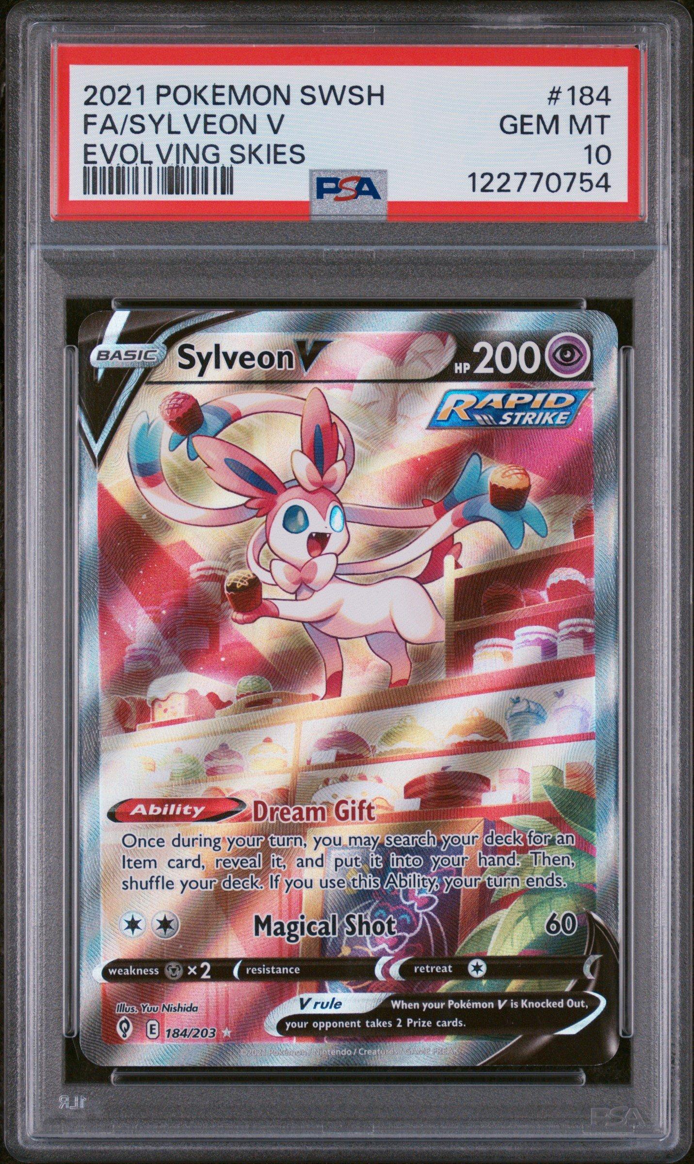 POKÉMON & ONE PIECE PSA10 2021 Pokemon Sword & Shield Evolving Skies 184 Full Art/sylveon V