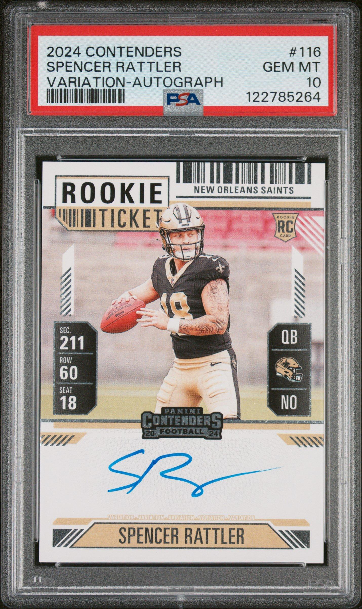 2024 Panini Contenders 116 Spencer Rattler Variation-autograph PSA 10