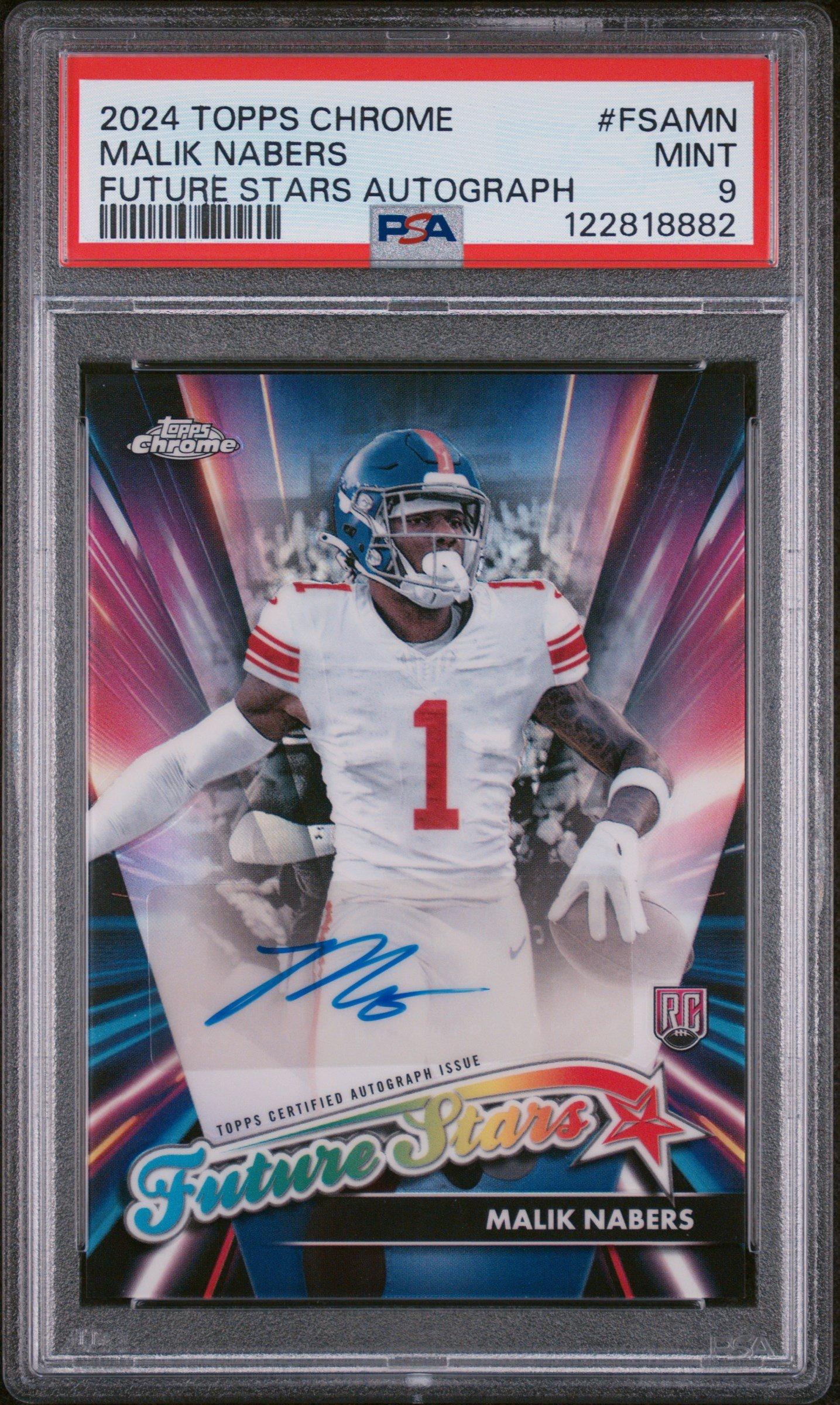 2024 Topps Chrome Future Stars Autographs Fsamn Malik Nabers PSA 9