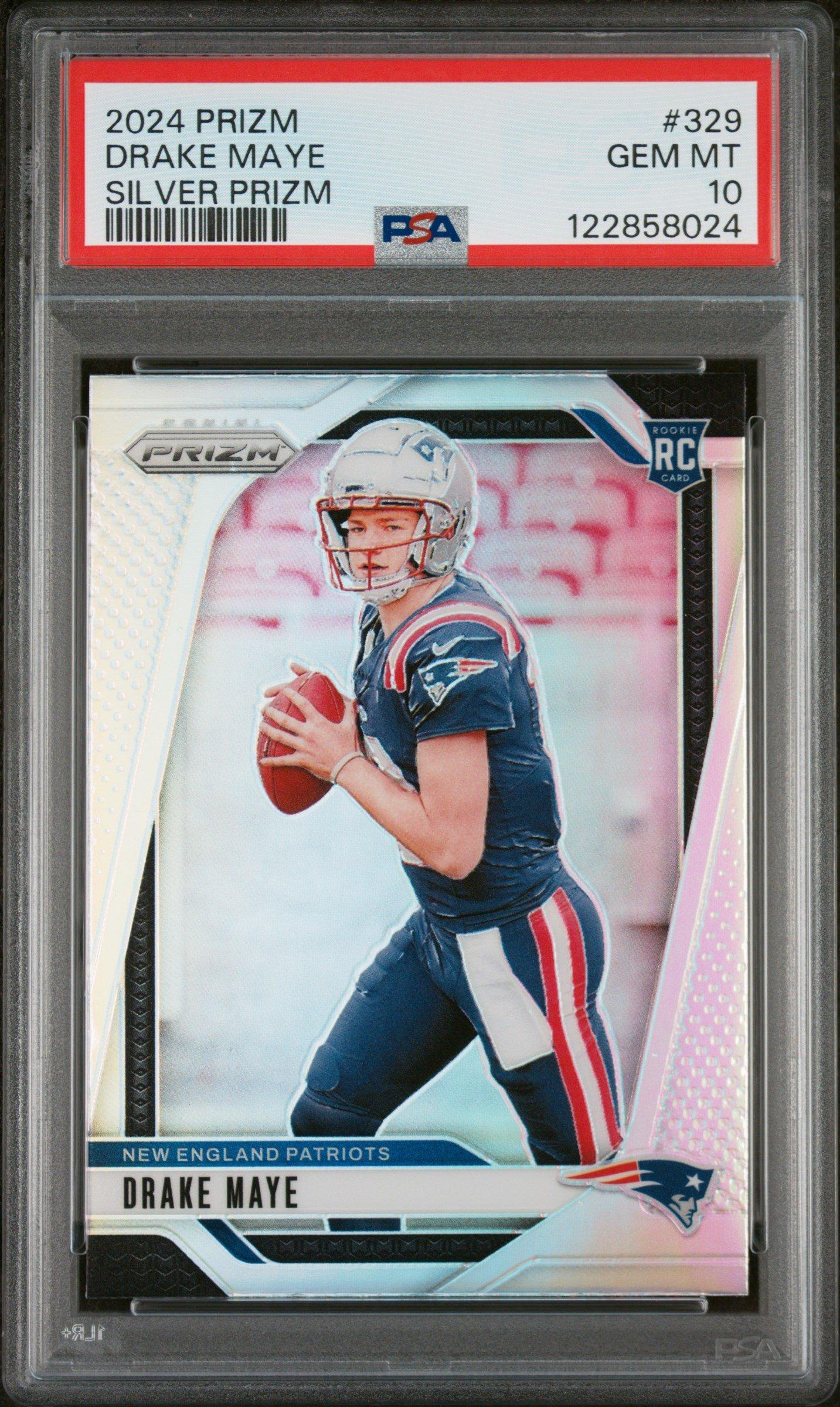 2024 Panini Prizm 329 Drake Maye Silver Prizm PSA 10 Graded Card 