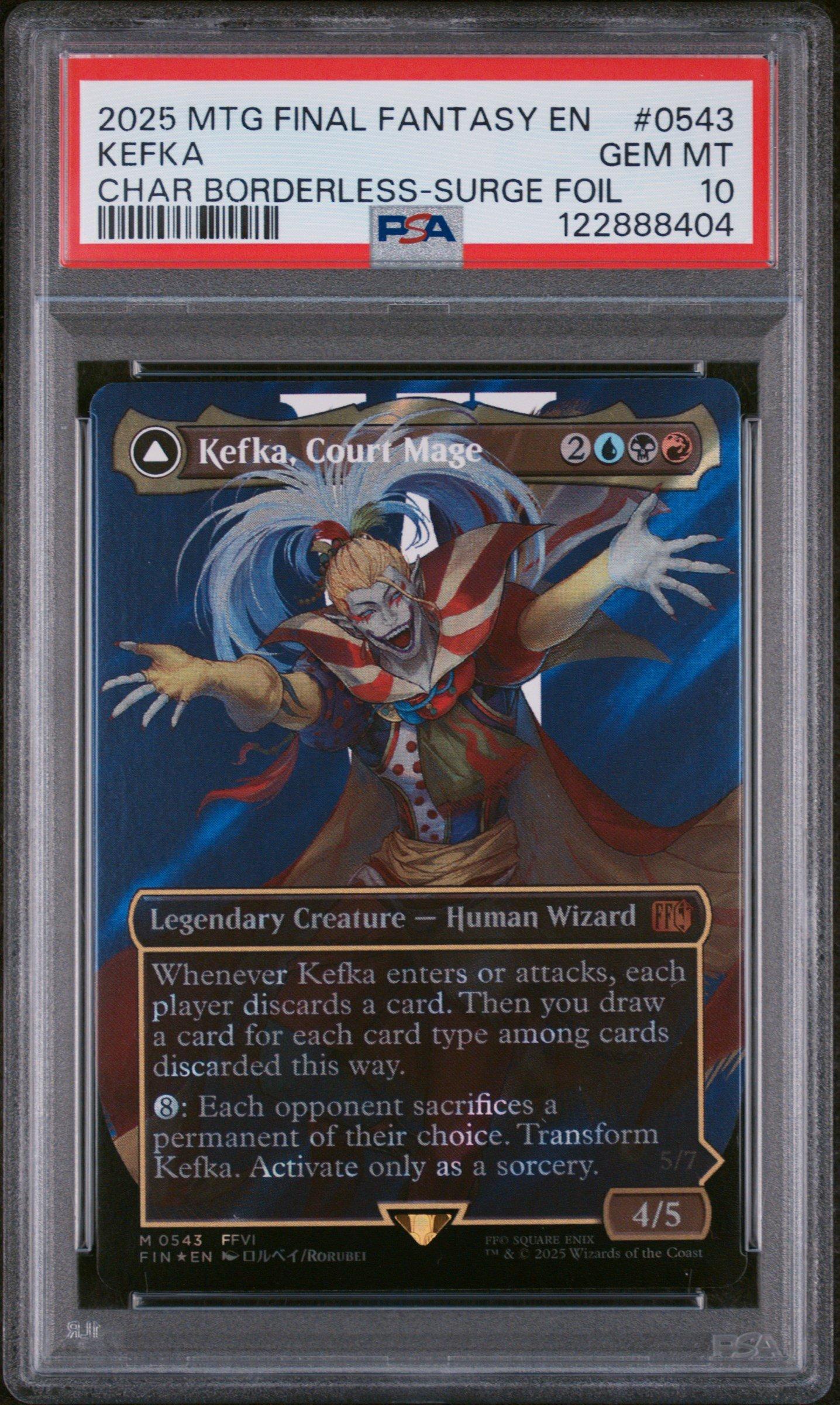 2025 Magic The Gathering Final Fantasy 0543 Kefka, Court Mage/kefka, Ruler Of Ruin Character Borderless-surge Foil PSA 10