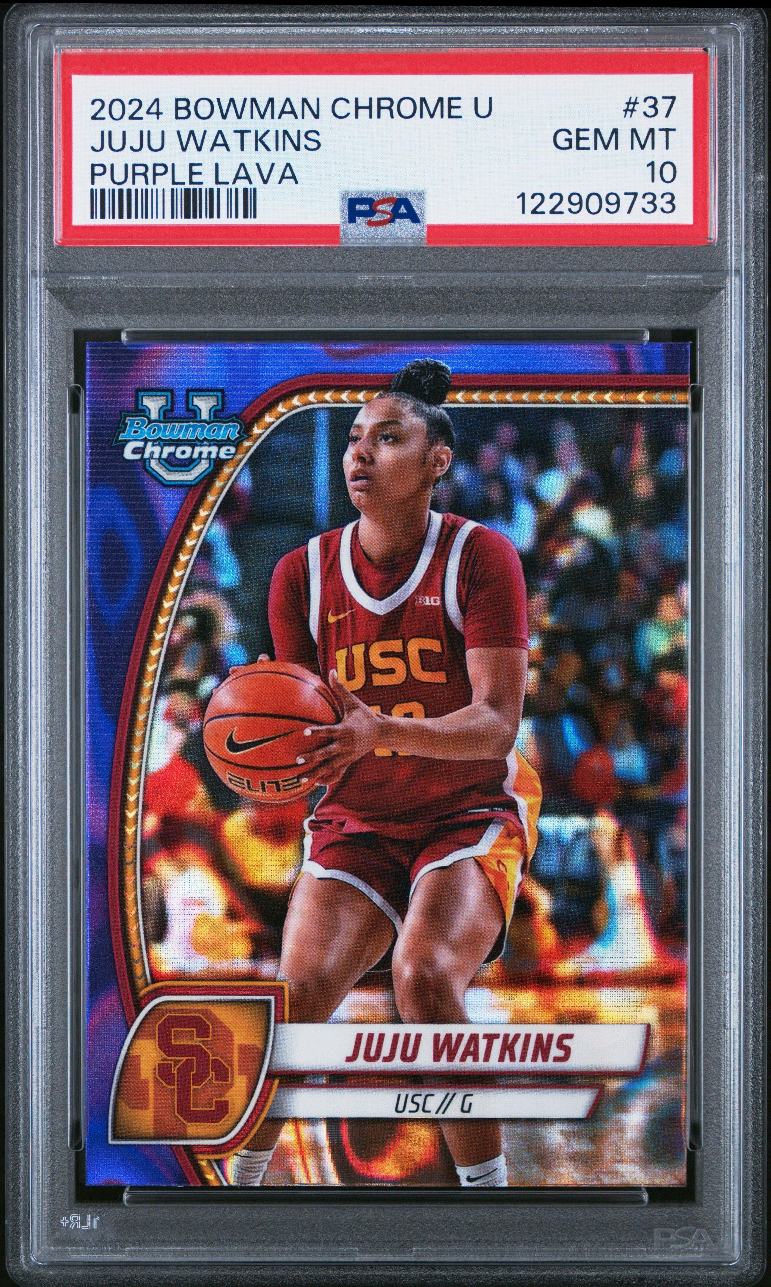 2024 Bowman Chrome University 37 Juju Watkins Purple Lava PSA 10