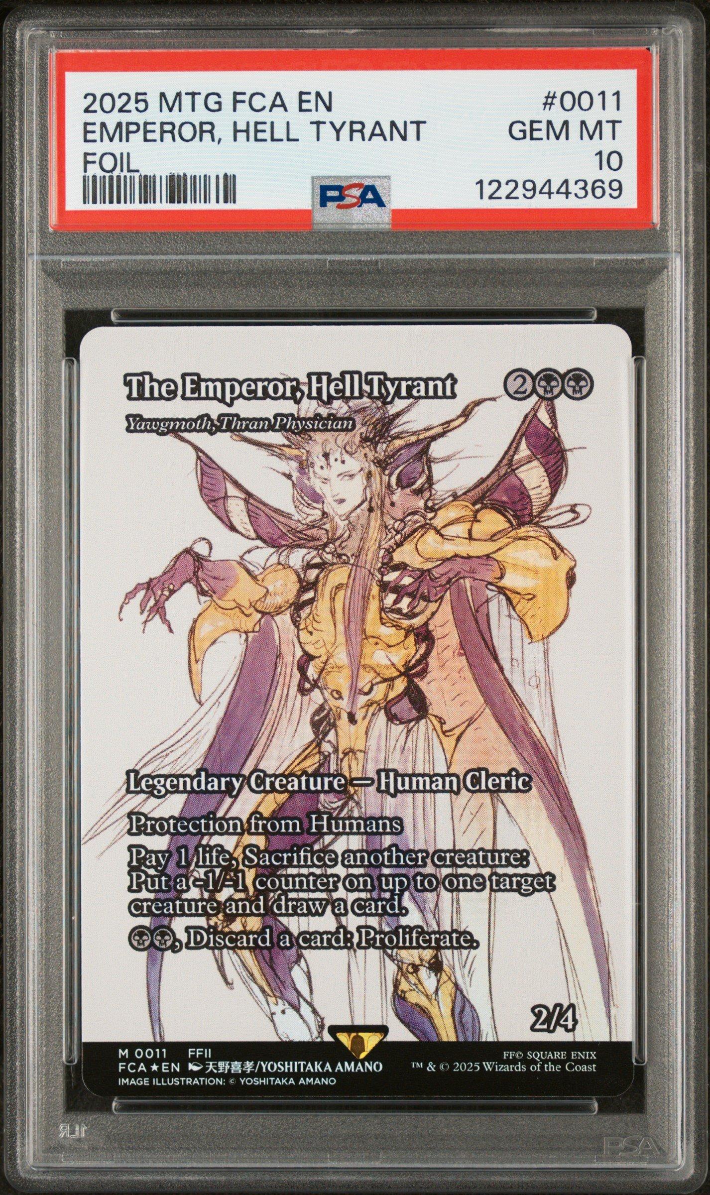 2025 Magic The Gathering Final Fantasy Through The Ages 0011 The Emperor, Hell Tyrant Foil PSA 10