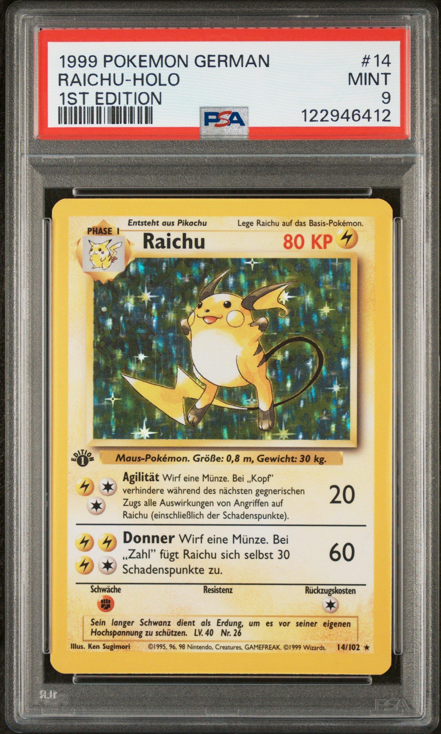1999 Pokemon German 14 Raichu-holo 1st Edition PSA 9