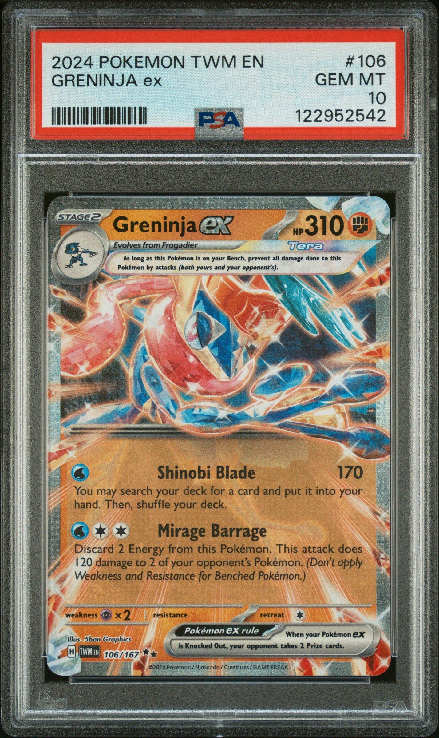 2024 Pokemon Twm En-twilight Masquerade 106 Greninja Ex PSA 10