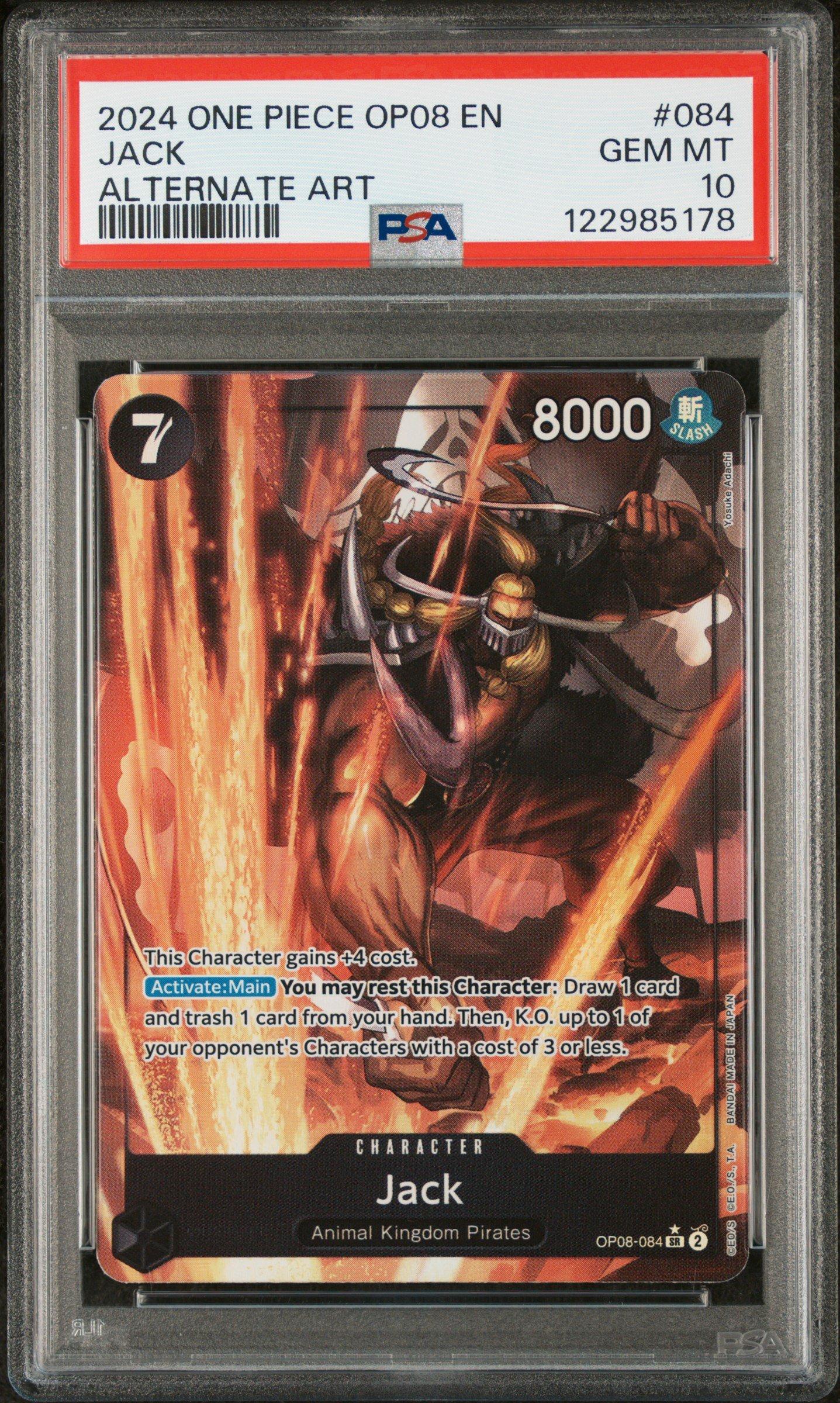 2024 One Piece Op08-two Legends 084 Jack Alternate Art PSA 10