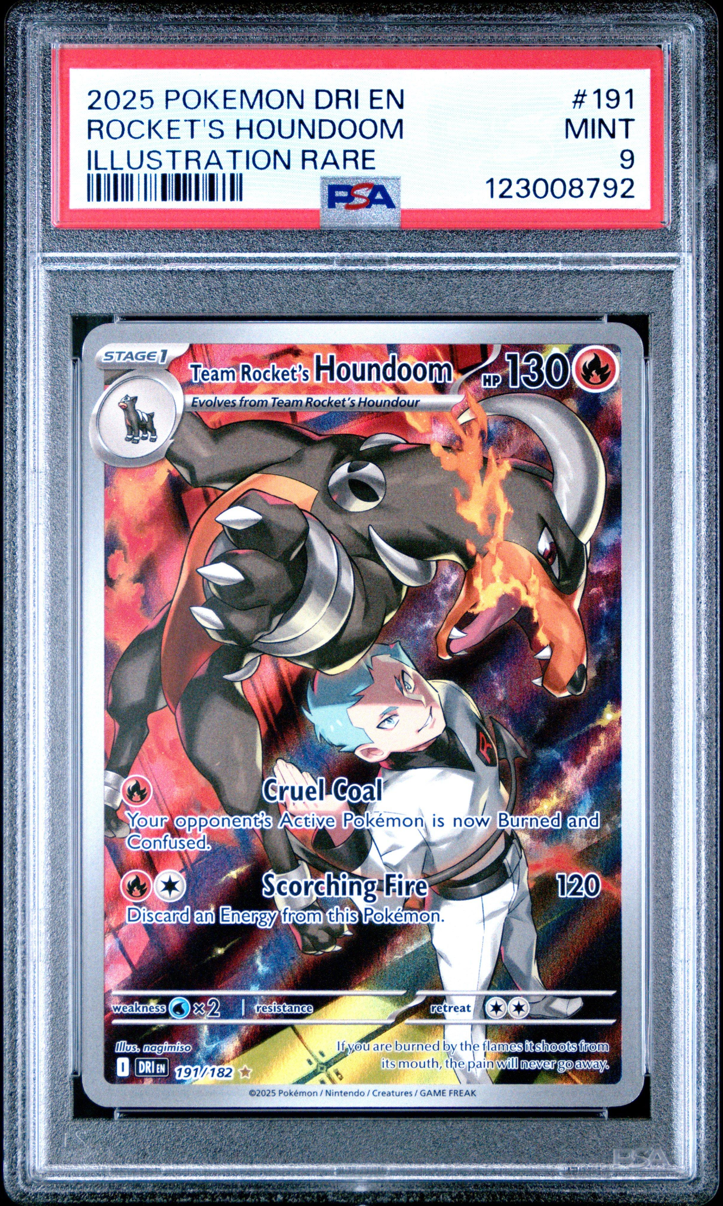 2025 Pokemon Dri En-destined Rivals 191 Team Rocket's Houndoom Illustration Rare PSA