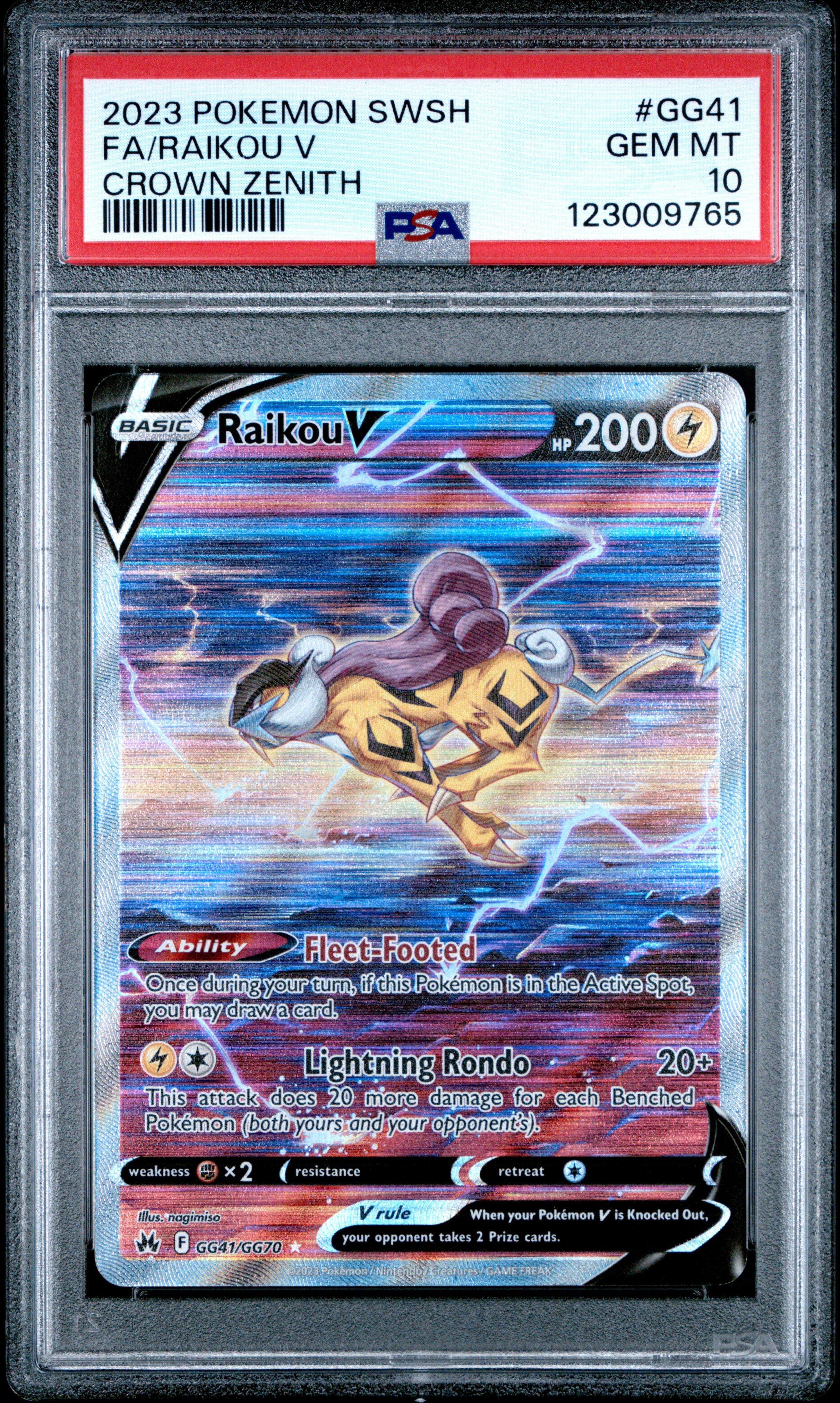 raikou v pokemon card 2023 Pokemon Sword And Shield Crown Zenith Gg41 Full Art/raikou V PSA 10  Graded Card