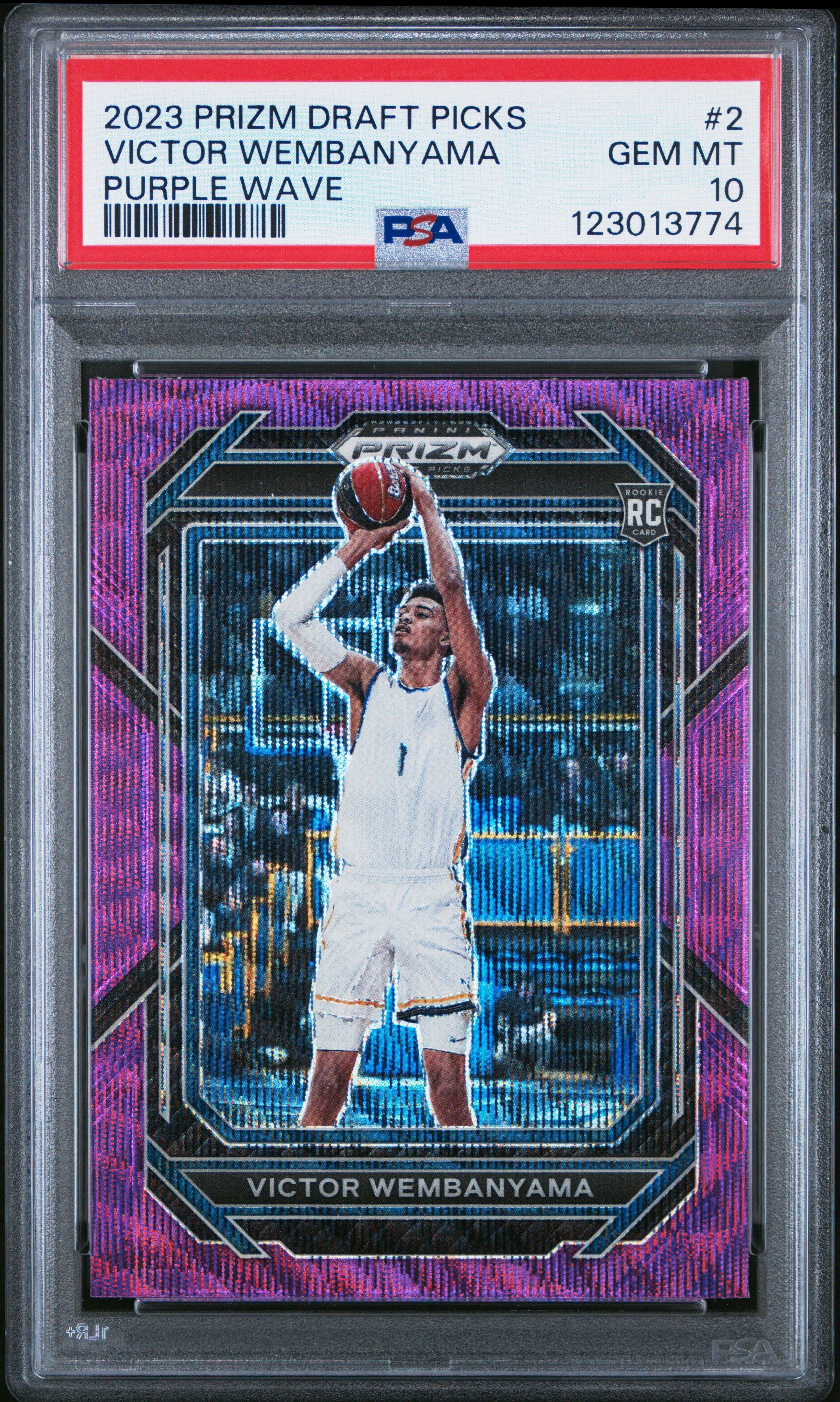 2023 Panini Prizm Draft Picks 2 Victor Wembanyama Purple Wave PSA