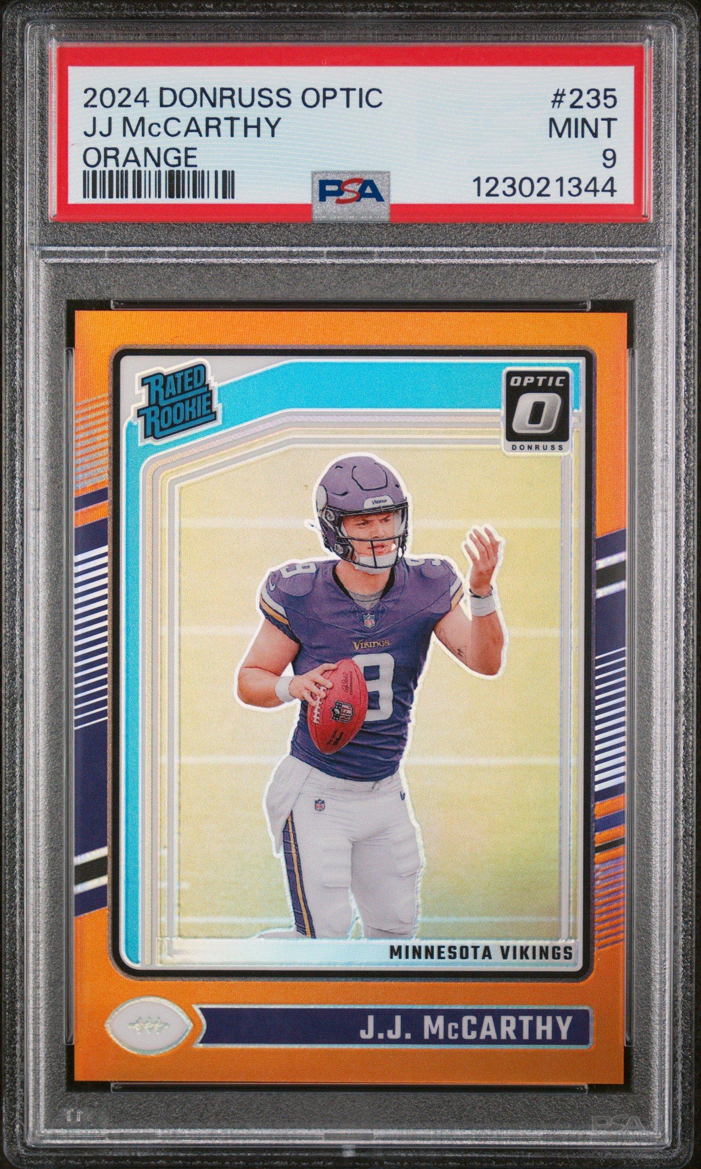 2024 Panini Donruss Optic 235 Jj Mccarthy Orange PSA 9