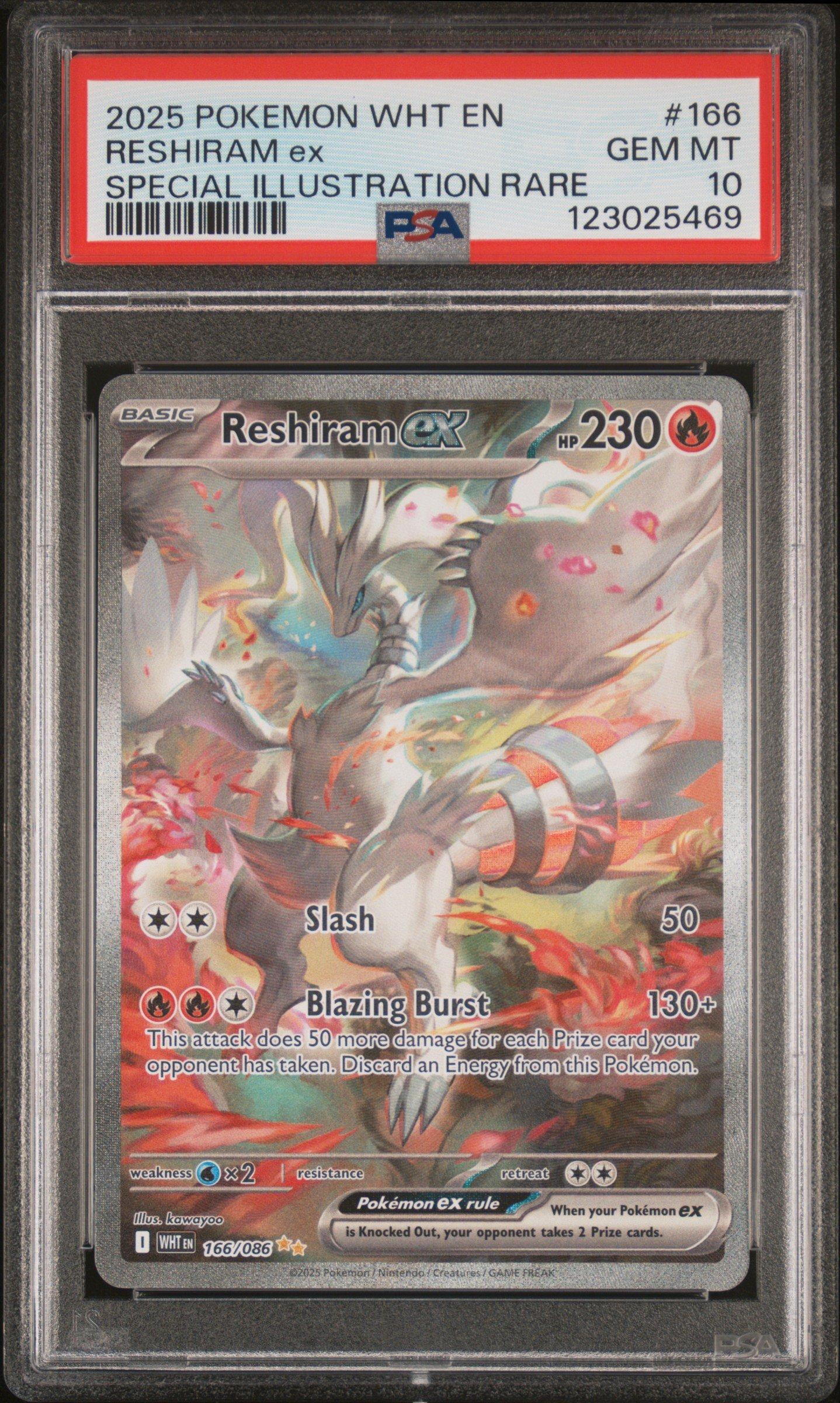 2025 Pokemon Wht En-white Flare 166 Reshiram Ex Special
