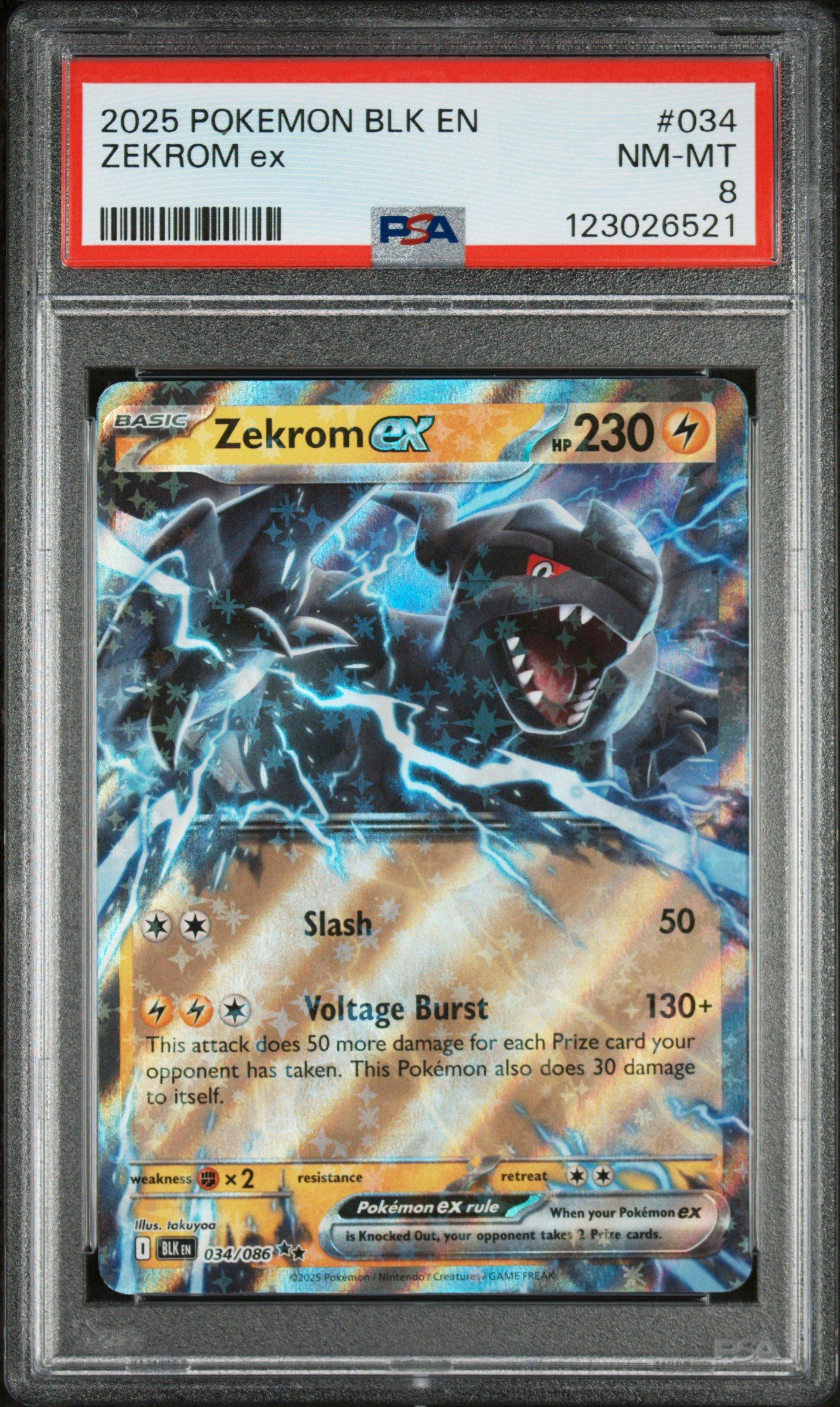 2025 Pokemon Blk En-black Bolt 034 Zekrom Ex PSA 8